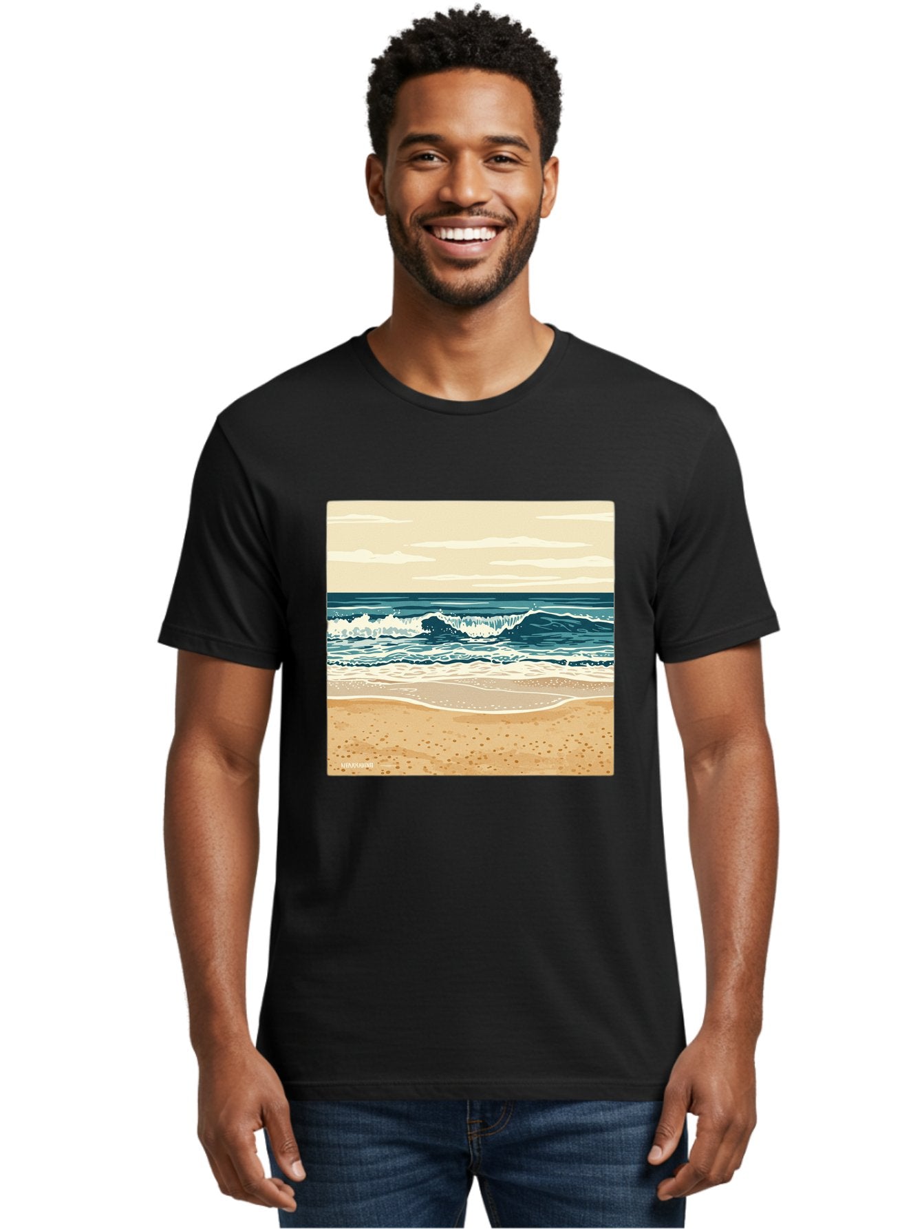 Unplugged-Beach-Scene Men'S Graphic Tee, 100% Cotton, Comfortable Casual Summer Wear, Machine Washable, Vintage Camera, Old Camera, Antique Camera, Black Camera, Classic Photography, Photography Equipment, Nostalgic Device, Film Camera, Bal551 20