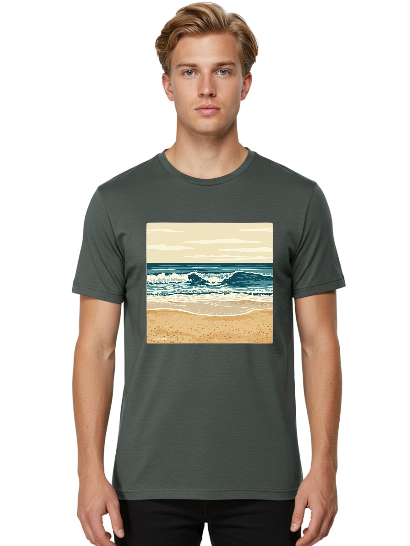 Unplugged-Beach-Scene Men'S Graphic Tee, 100% Cotton, Comfortable Casual Summer Wear, Machine Washable, Vintage Camera, Old Camera, Antique Camera, Black Camera, Classic Photography, Photography Equipment, Nostalgic Device, Film Camera, Bal551 28