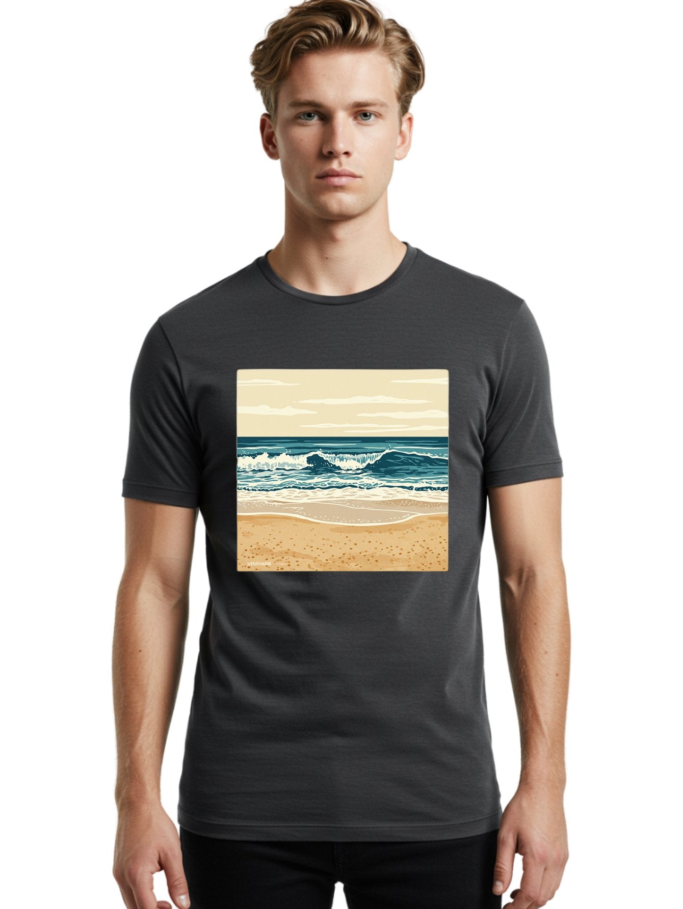 Unplugged-Beach-Scene Men'S Graphic Tee, 100% Cotton, Comfortable Casual Summer Wear, Machine Washable, Vintage Camera, Old Camera, Antique Camera, Black Camera, Classic Photography, Photography Equipment, Nostalgic Device, Film Camera, Bal551 22