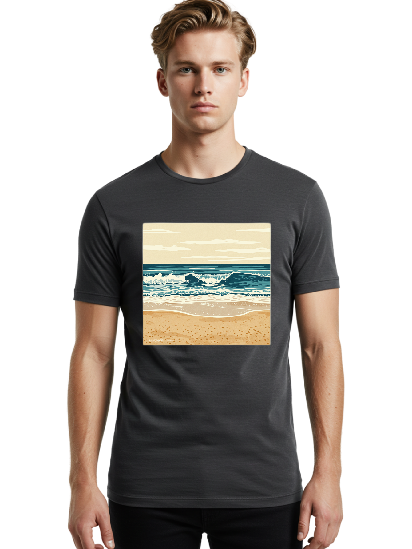 Unplugged-Beach-Scene Men'S Graphic Tee, 100% Cotton, Comfortable Casual Summer Wear, Machine Washable, Vintage Camera, Old Camera, Antique Camera, Black Camera, Classic Photography, Photography Equipment, Nostalgic Device, Film Camera, Bal551 24