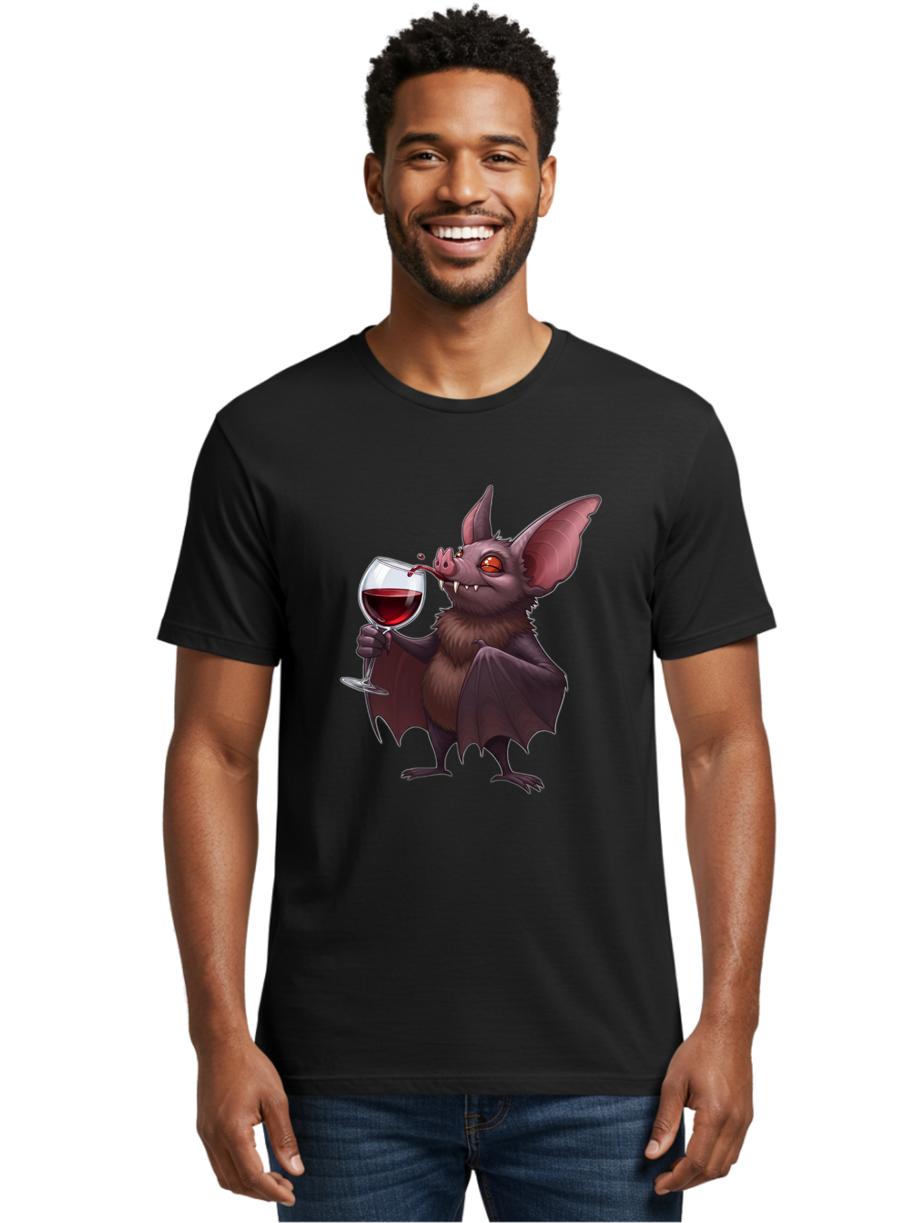 Vampire-Bat-Drinking-Wine Men'S Graphic Tee, 100% Cotton, Comfortable Casual Summer Wear, Machine Washable, Vintage Camera, Old Camera, Antique Camera, Black Camera, Classic Photography, Photography Equipment, Nostalgic Device, Film Camera, Bal553 19