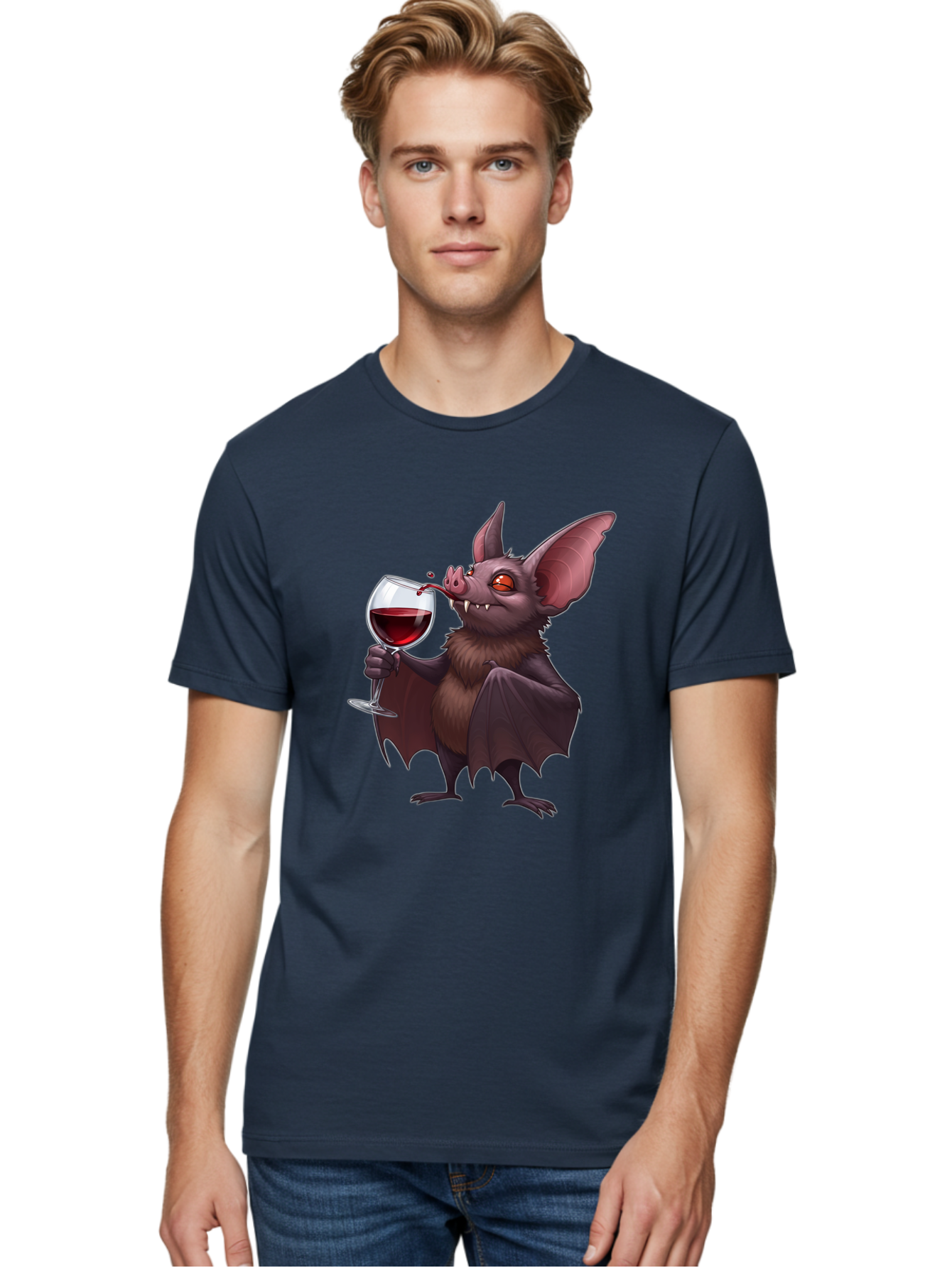 Vampire-Bat-Drinking-Wine Men'S Graphic Tee, 100% Cotton, Comfortable Casual Summer Wear, Machine Washable, Vintage Camera, Old Camera, Antique Camera, Black Camera, Classic Photography, Photography Equipment, Nostalgic Device, Film Camera, Bal553 17