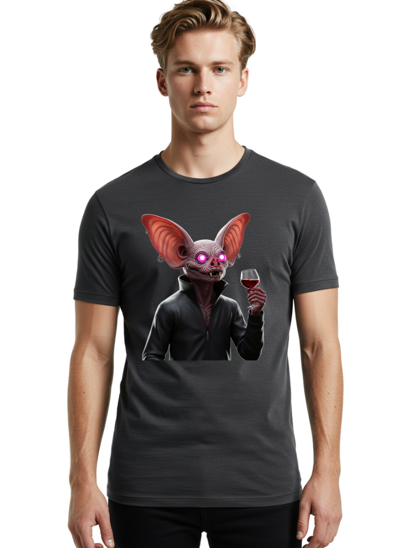Vampire-Bat-With-Wine Men'S Graphic Tee, 100% Cotton, Comfortable Casual Summer Wear, Machine Washable, Vintage Camera, Old Camera, Antique Camera, Black Camera, Classic Photography, Photography Equipment, Nostalgic Device, Film Camera, Bal557 19