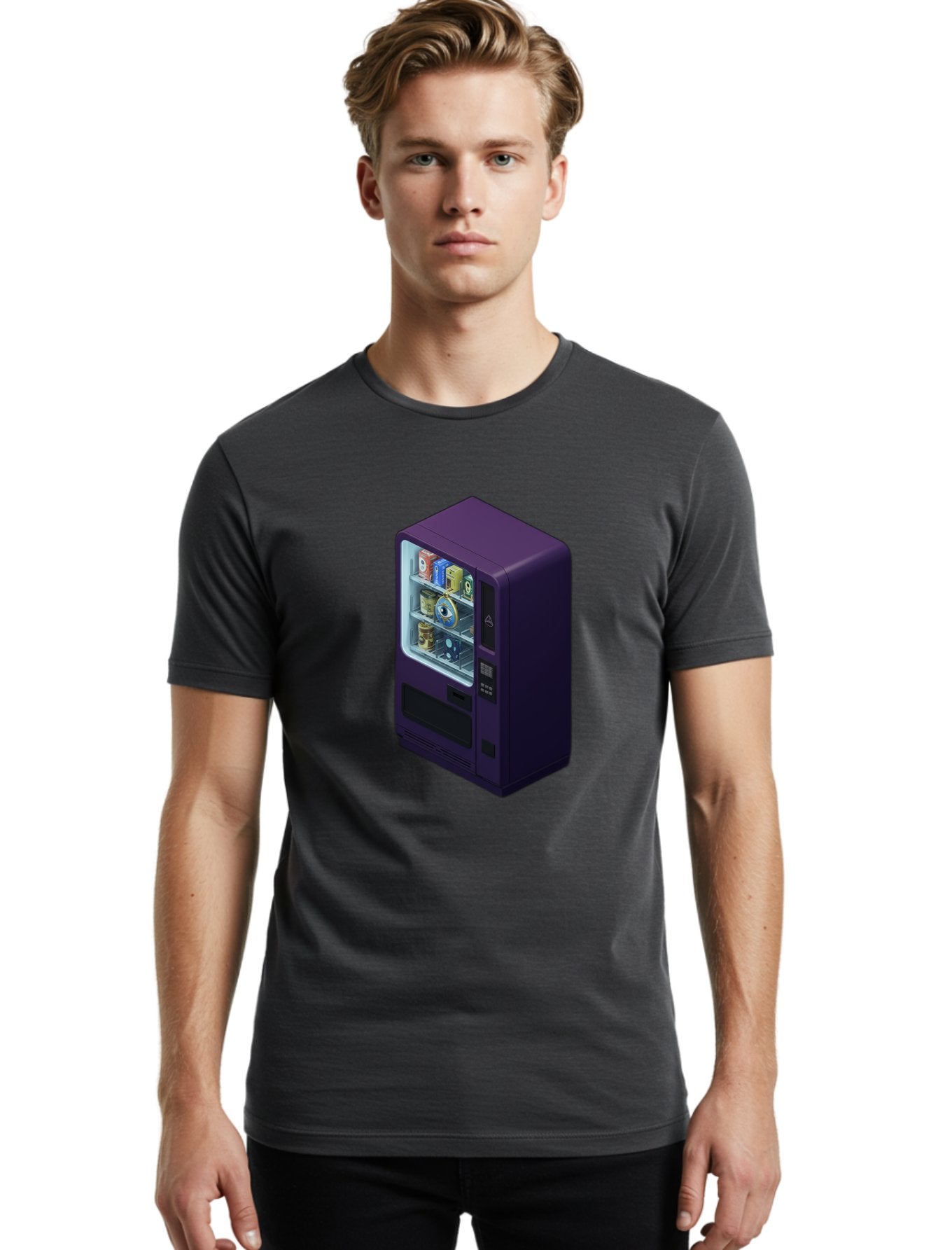 Vending-Machine-1 Men'S Graphic Tee, 100% Cotton, Comfortable Casual Summer Wear, Machine Washable, Vintage Camera, Old Camera, Antique Camera, Black Camera, Classic Photography, Photography Equipment, Nostalgic Device, Film Camera, Camera Art Bal559 23