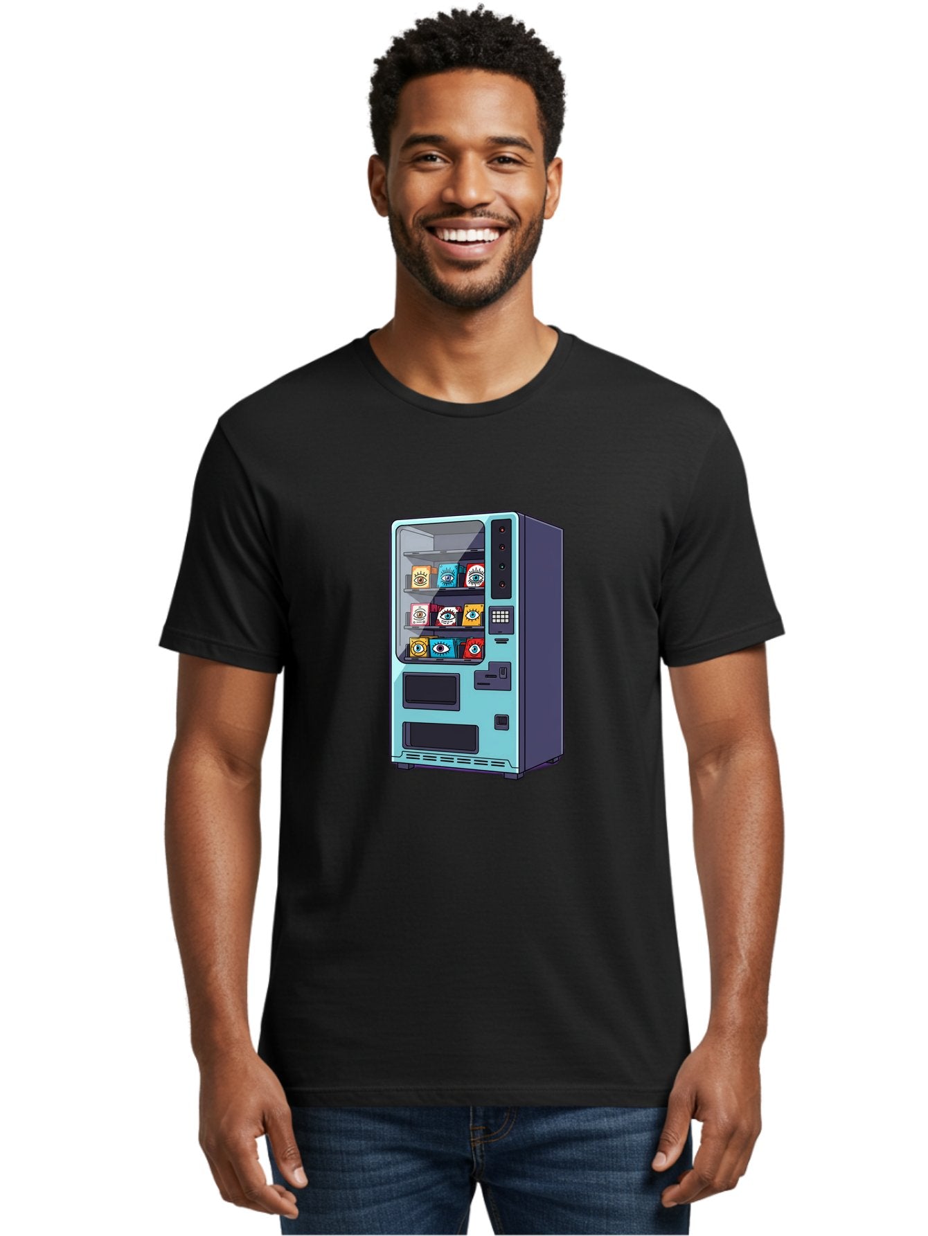 Vending-Machine-5 Men'S Graphic Tee, 100% Cotton, Comfortable Casual Summer Wear, Machine Washable, Vintage Camera, Old Camera, Antique Camera, Black Camera, Classic Photography, Photography Equipment, Nostalgic Device, Film Camera, Camera Art Bal563 24