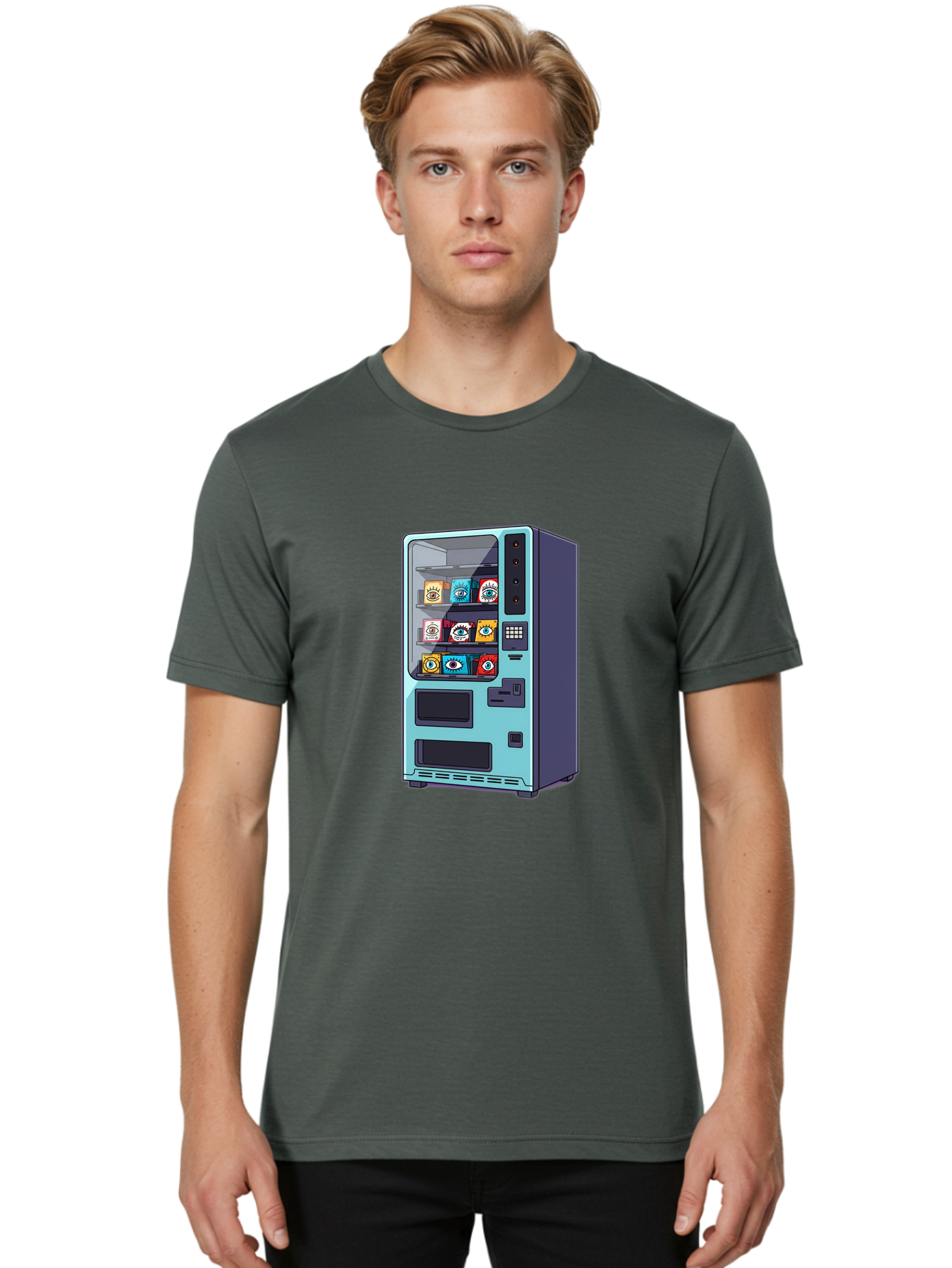 Vending-Machine-5 Men'S Graphic Tee, 100% Cotton, Comfortable Casual Summer Wear, Machine Washable, Vintage Camera, Old Camera, Antique Camera, Black Camera, Classic Photography, Photography Equipment, Nostalgic Device, Film Camera, Camera Art Bal563 27