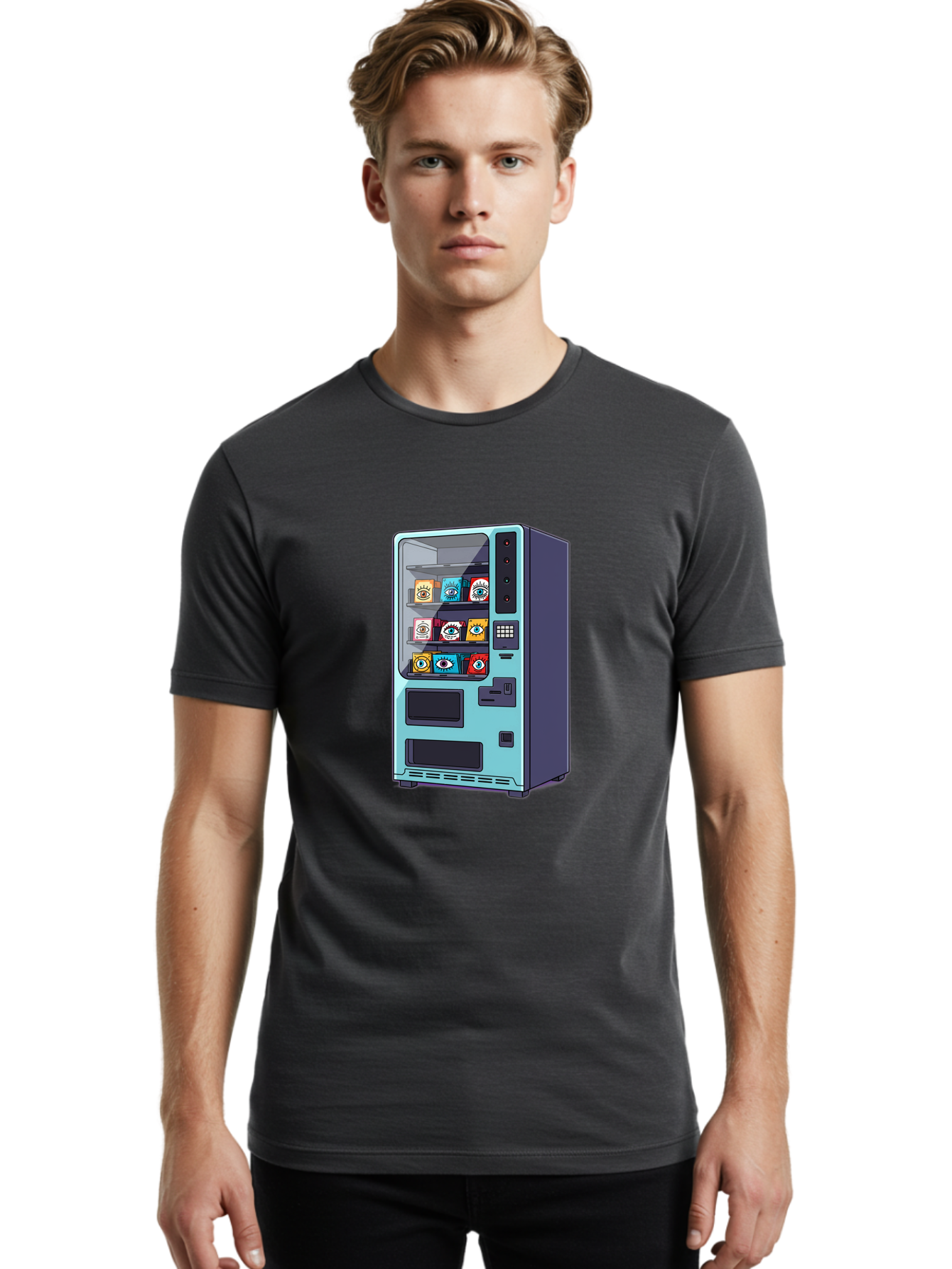 Vending-Machine-5 Men'S Graphic Tee, 100% Cotton, Comfortable Casual Summer Wear, Machine Washable, Vintage Camera, Old Camera, Antique Camera, Black Camera, Classic Photography, Photography Equipment, Nostalgic Device, Film Camera, Camera Art Bal563 16