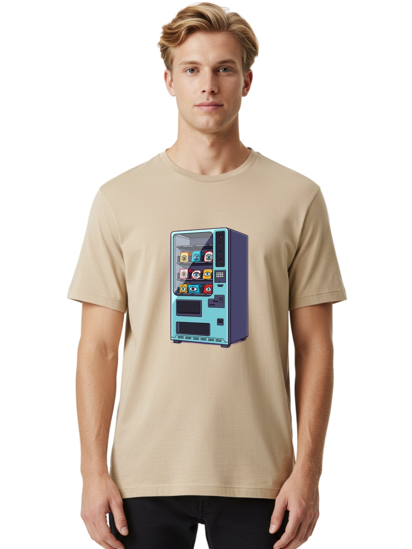 Vending-Machine-5 Men'S Graphic Tee, 100% Cotton, Comfortable Casual Summer Wear, Machine Washable, Vintage Camera, Old Camera, Antique Camera, Black Camera, Classic Photography, Photography Equipment, Nostalgic Device, Film Camera, Camera Art Bal563 25