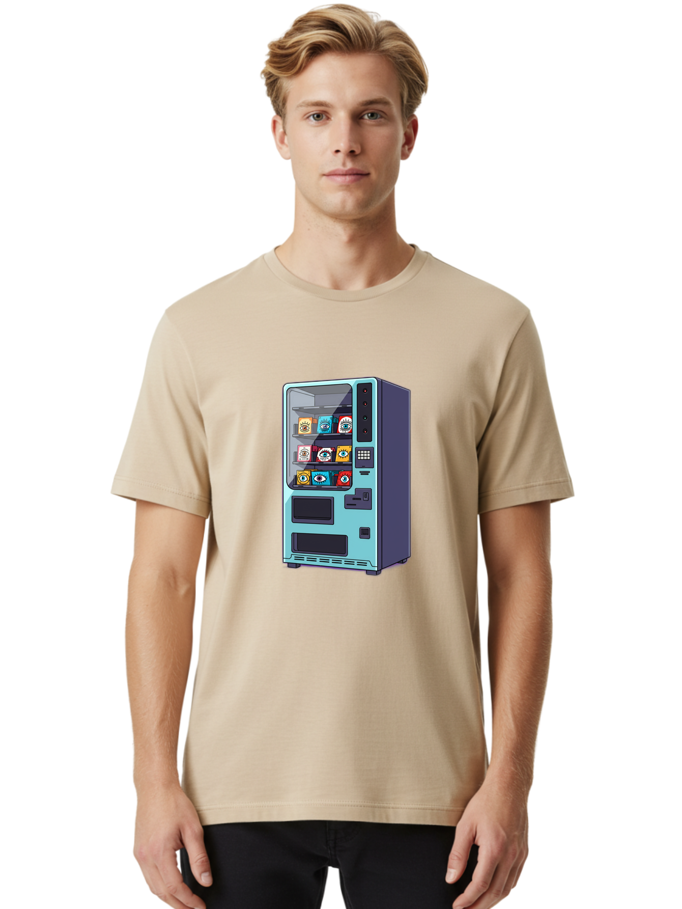 Vending-Machine-5 Men'S Graphic Tee, 100% Cotton, Comfortable Casual Summer Wear, Machine Washable, Vintage Camera, Old Camera, Antique Camera, Black Camera, Classic Photography, Photography Equipment, Nostalgic Device, Film Camera, Camera Art Bal563 21