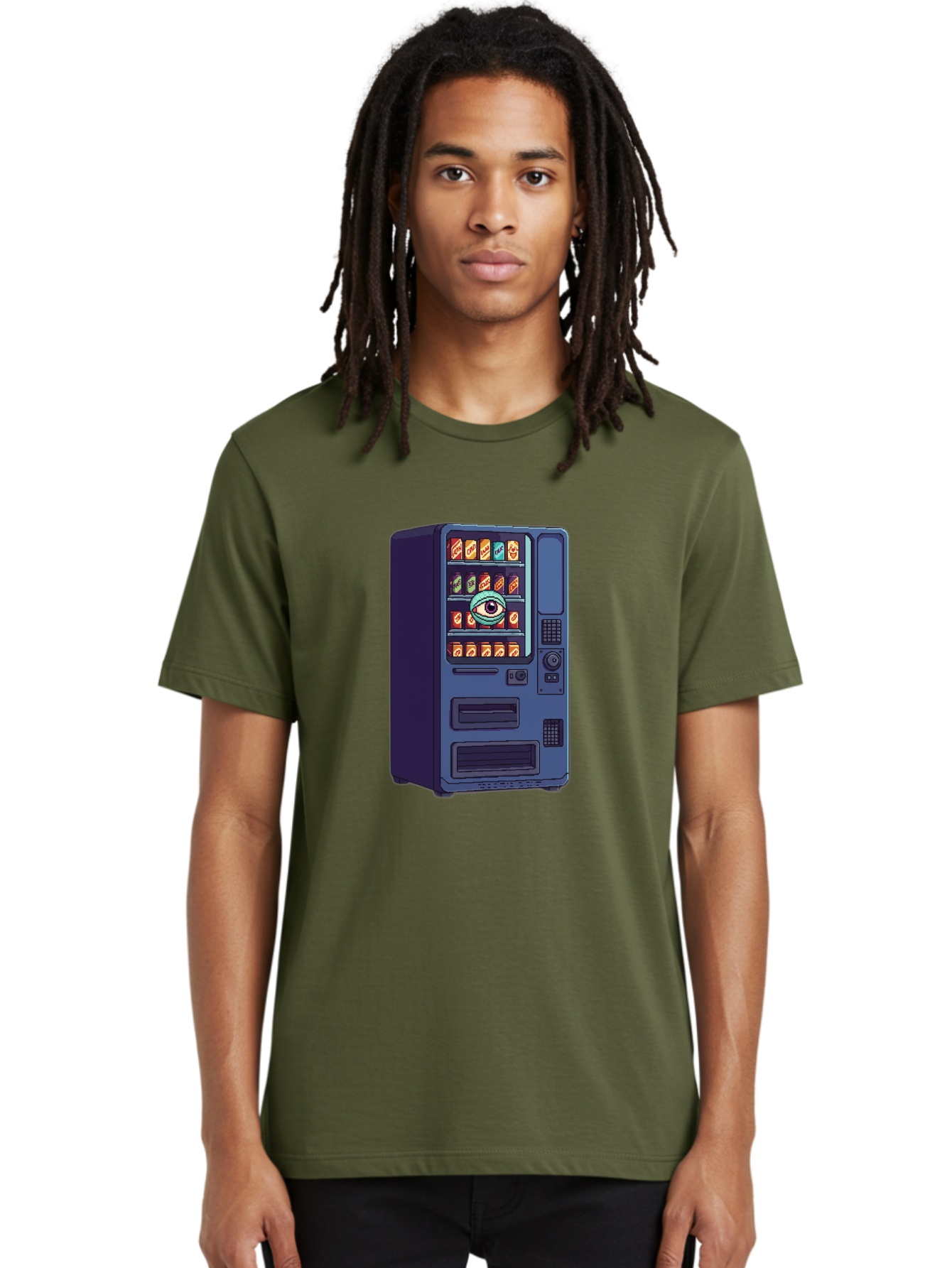 Vending-Machine-With-Eye Men'S Graphic Tee, 100% Cotton, Comfortable Casual Summer Wear, Machine Washable, Vintage Camera, Old Camera, Antique Camera, Black Camera, Classic Photography, Photography Equipment, Nostalgic Device, Film Camera, Bal565 26