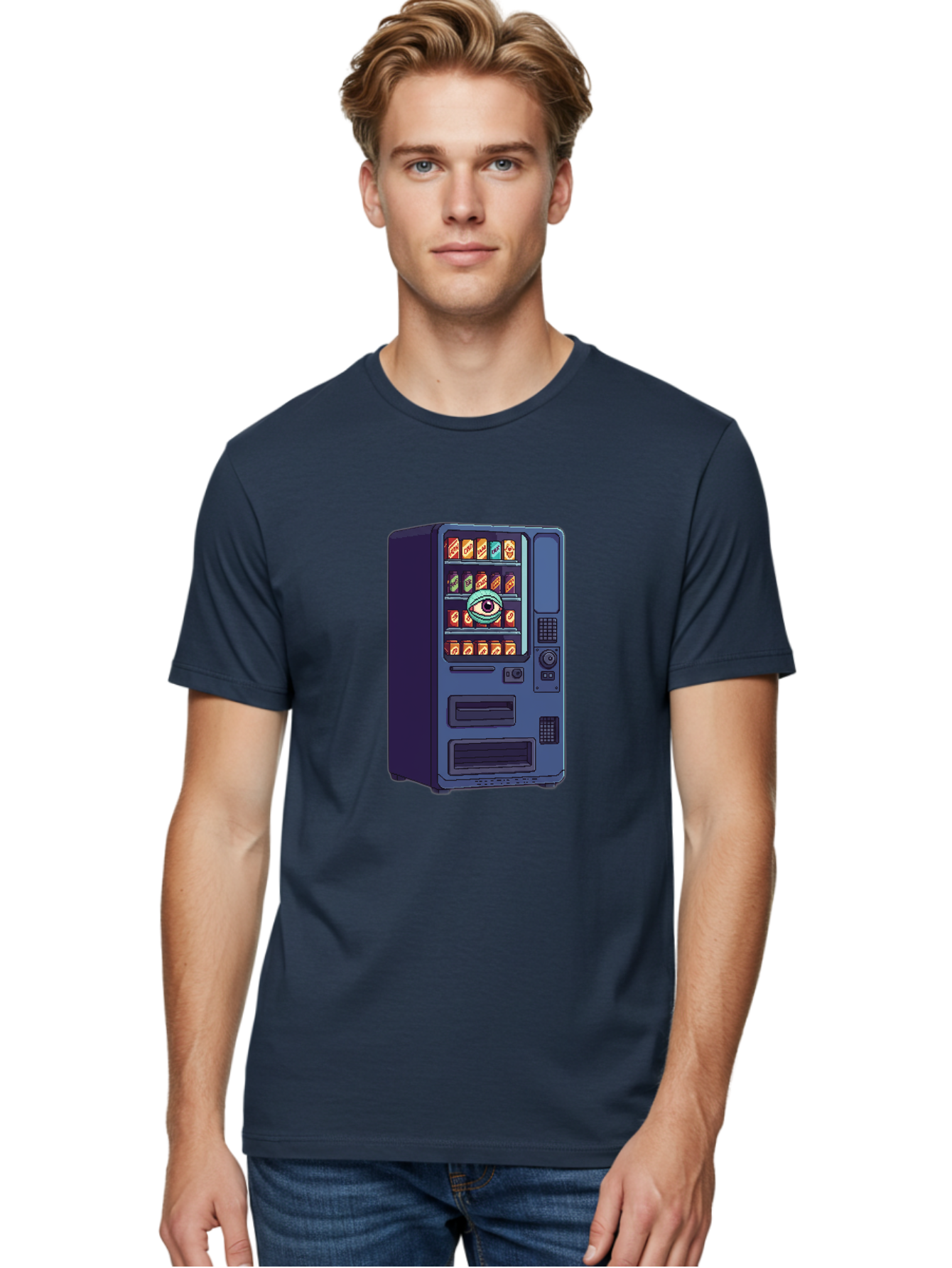 Vending-Machine-With-Eye Men'S Graphic Tee, 100% Cotton, Comfortable Casual Summer Wear, Machine Washable, Vintage Camera, Old Camera, Antique Camera, Black Camera, Classic Photography, Photography Equipment, Nostalgic Device, Film Camera, Bal565 22