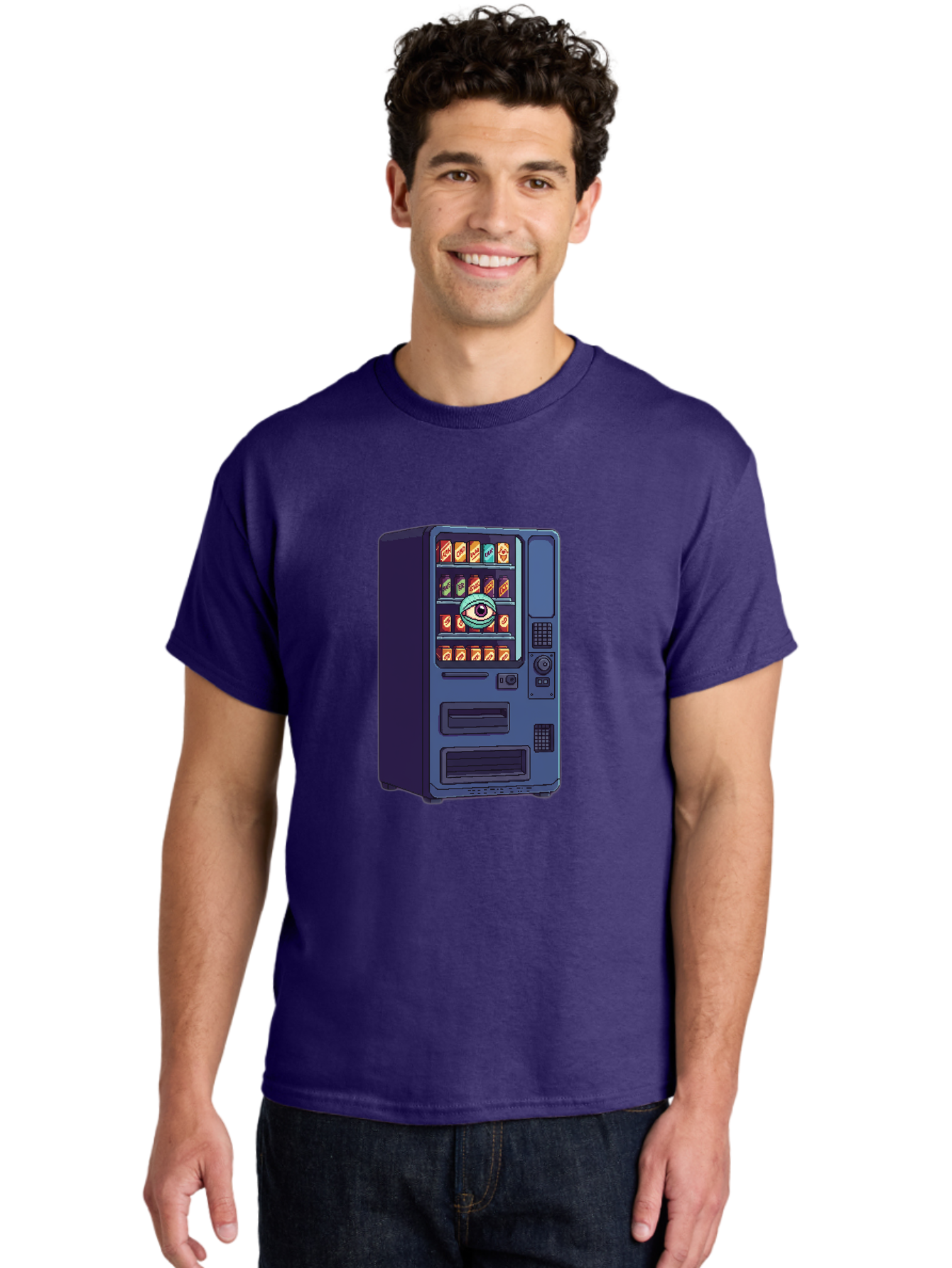 Vending-Machine-With-Eye Men'S Graphic Tee, 100% Cotton, Comfortable Casual Summer Wear, Machine Washable, Vintage Camera, Old Camera, Antique Camera, Black Camera, Classic Photography, Photography Equipment, Nostalgic Device, Film Camera, Bal565 29