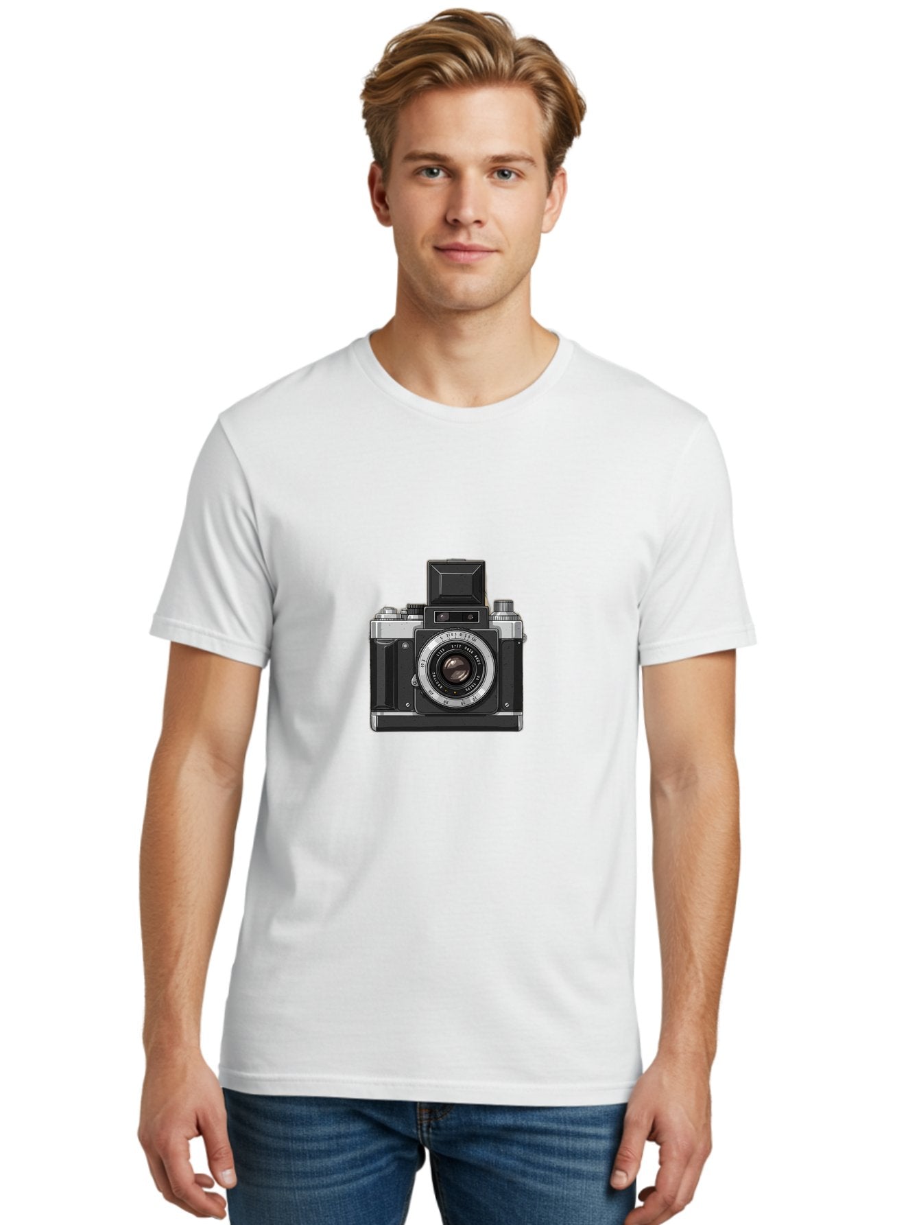 Vintage-Camera Men'S Graphic Tee, 100% Cotton, Comfortable Casual Summer Wear, Machine Washable, Vintage Camera, Old Camera, Antique Camera, Black Camera, Classic Photography, Photography Equipment, Nostalgic Device, Film Camera, Camera Art Bal569 24