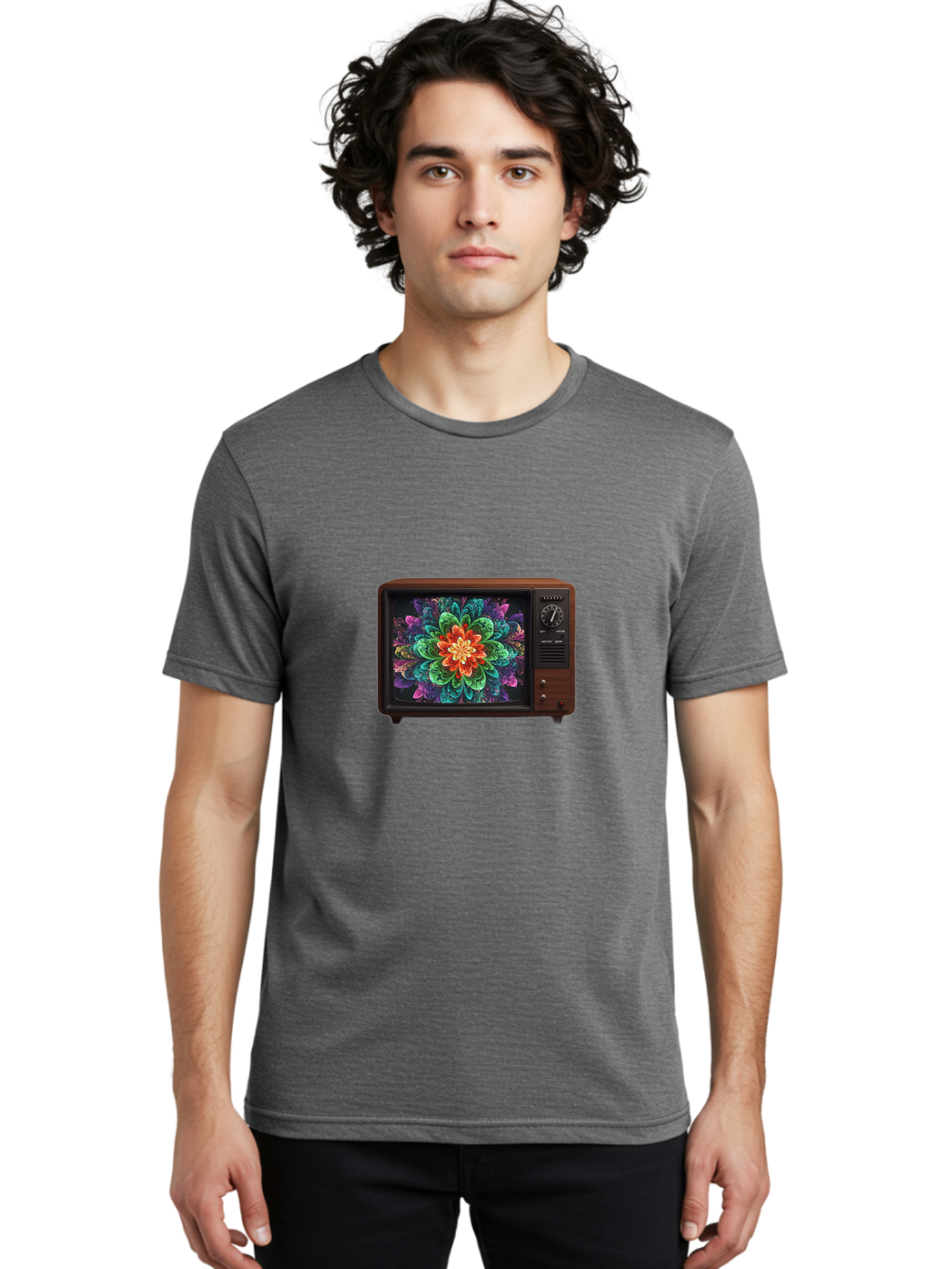 Vintage-Tv-With-Flower Men'S Graphic Tee, 100% Cotton, Comfortable Casual Summer Wear, Machine Washable, Vintage Camera, Old Camera, Antique Camera, Black Camera, Classic Photography, Photography Equipment, Nostalgic Device, Film Camera, Bal571 19