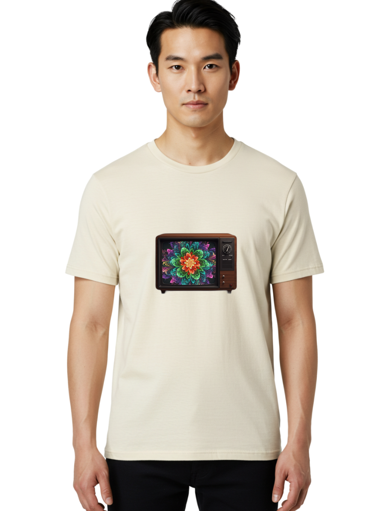 Vintage-Tv-With-Flower Men'S Graphic Tee, 100% Cotton, Comfortable Casual Summer Wear, Machine Washable, Vintage Camera, Old Camera, Antique Camera, Black Camera, Classic Photography, Photography Equipment, Nostalgic Device, Film Camera, Bal571 29