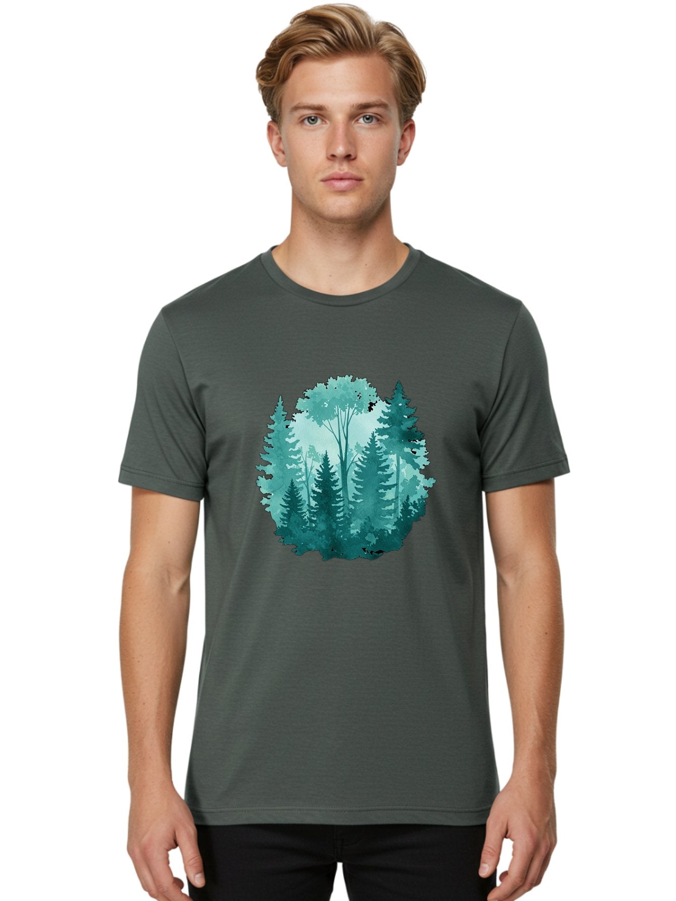Watercolor-Forest Men'S Graphic Tee, 100% Cotton, Comfortable Casual Summer Wear, Machine Washable, Vintage Camera, Old Camera, Antique Camera, Black Camera, Classic Photography, Photography Equipment, Nostalgic Device, Film Camera, Camera Art Bal586 24