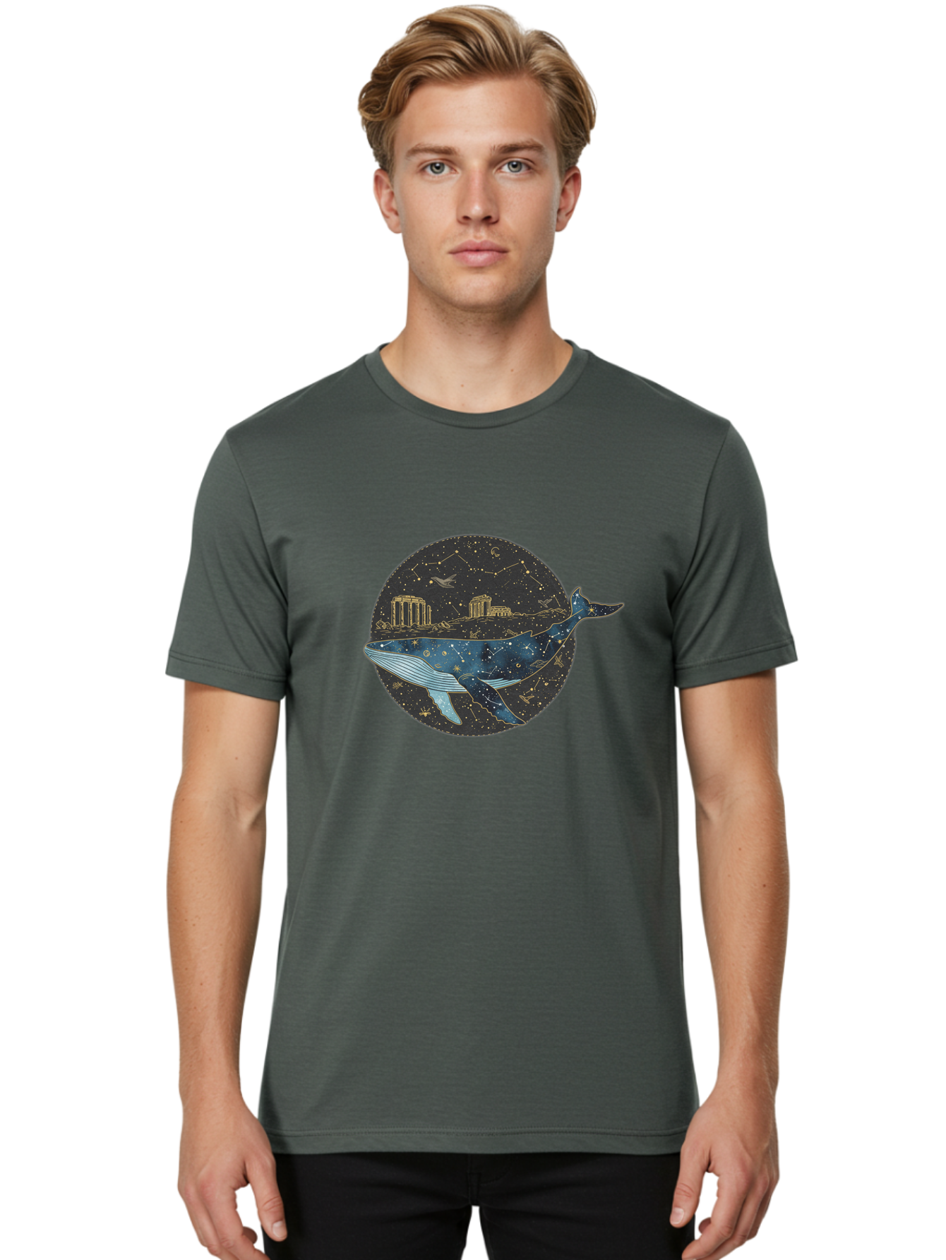 Whale-Constellation Men'S Graphic Tee, 100% Cotton, Comfortable Casual Summer Wear, Machine Washable, Vintage Camera, Old Camera, Antique Camera, Black Camera, Classic Photography, Photography Equipment, Nostalgic Device, Film Camera, Bal601 21
