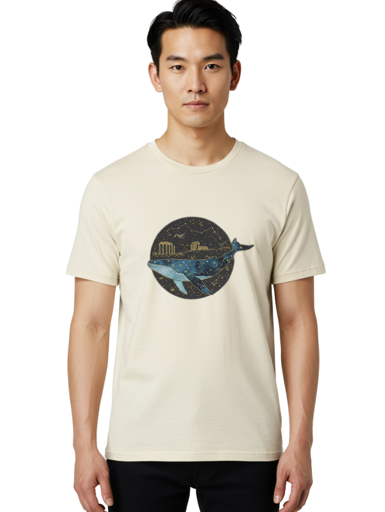 Whale-Constellation Men'S Graphic Tee, 100% Cotton, Comfortable Casual Summer Wear, Machine Washable, Vintage Camera, Old Camera, Antique Camera, Black Camera, Classic Photography, Photography Equipment, Nostalgic Device, Film Camera, Bal601 29