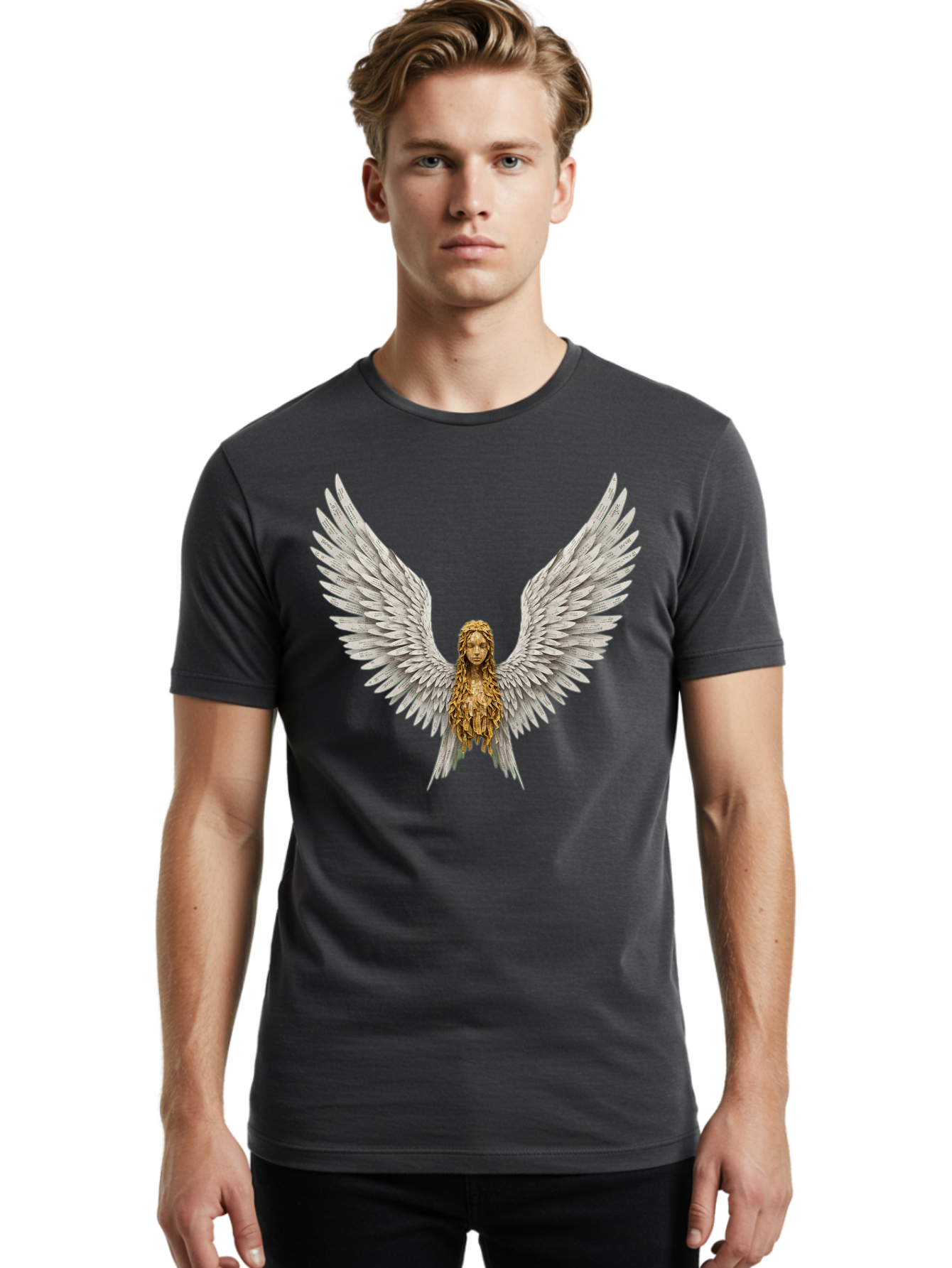Winged-Woman Men'S Graphic Tee, 100% Cotton, Comfortable Casual Summer Wear, Machine Washable, Vintage Camera, Old Camera, Antique Camera, Black Camera, Classic Photography, Photography Equipment, Nostalgic Device, Film Camera, Camera Art Bal616 24