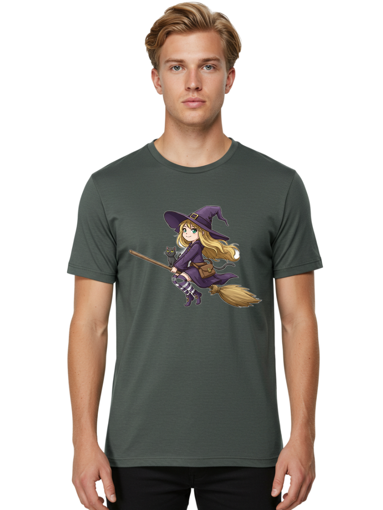 Witch-And-Cat-On-Broomstick Men'S Graphic Tee, 100% Cotton, Comfortable Casual Summer Wear, Machine Washable, Vintage Camera, Old Camera, Antique Camera, Black Camera, Classic Photography, Photography Equipment, Nostalgic Device, Film Camera, Bal617 25