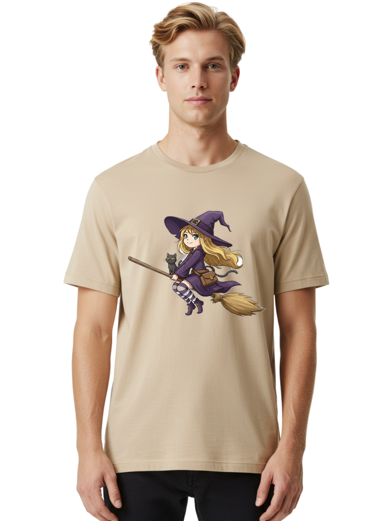 Witch-And-Cat-On-Broomstick Men'S Graphic Tee, 100% Cotton, Comfortable Casual Summer Wear, Machine Washable, Vintage Camera, Old Camera, Antique Camera, Black Camera, Classic Photography, Photography Equipment, Nostalgic Device, Film Camera, Bal617 20