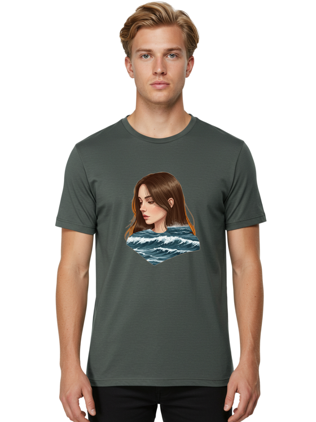Woman-Emerging-From-Waves Men'S Graphic Tee, 100% Cotton, Comfortable Casual Summer Wear, Machine Washable, Vintage Camera, Old Camera, Antique Camera, Black Camera, Classic Photography, Photography Equipment, Nostalgic Device, Film Camera, Bal627 24