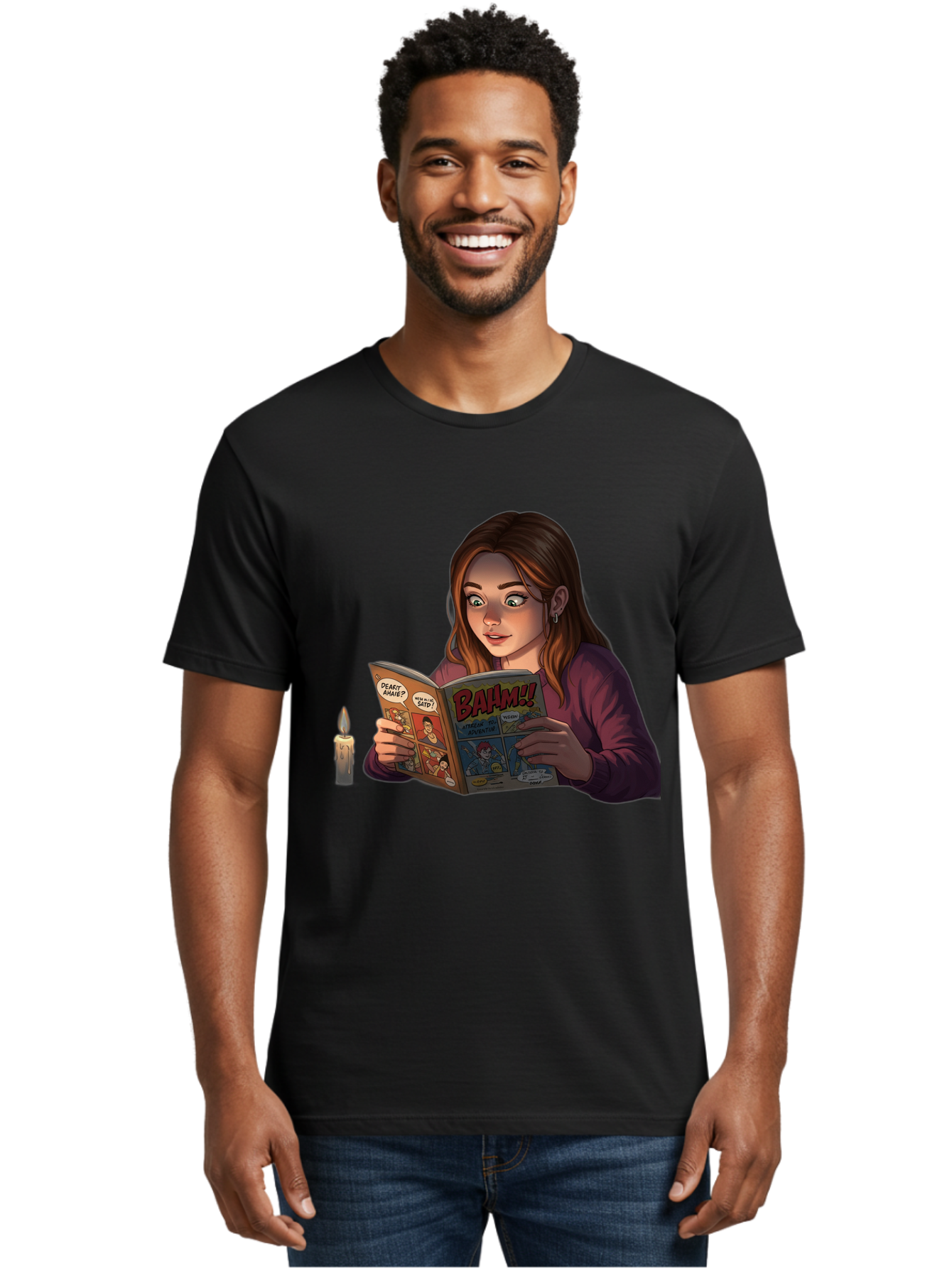 Woman-Reading-Comic Men'S Graphic Tee, 100% Cotton, Comfortable Casual Summer Wear, Machine Washable, Vintage Camera, Old Camera, Antique Camera, Black Camera, Classic Photography, Photography Equipment, Nostalgic Device, Film Camera, Bal631 28