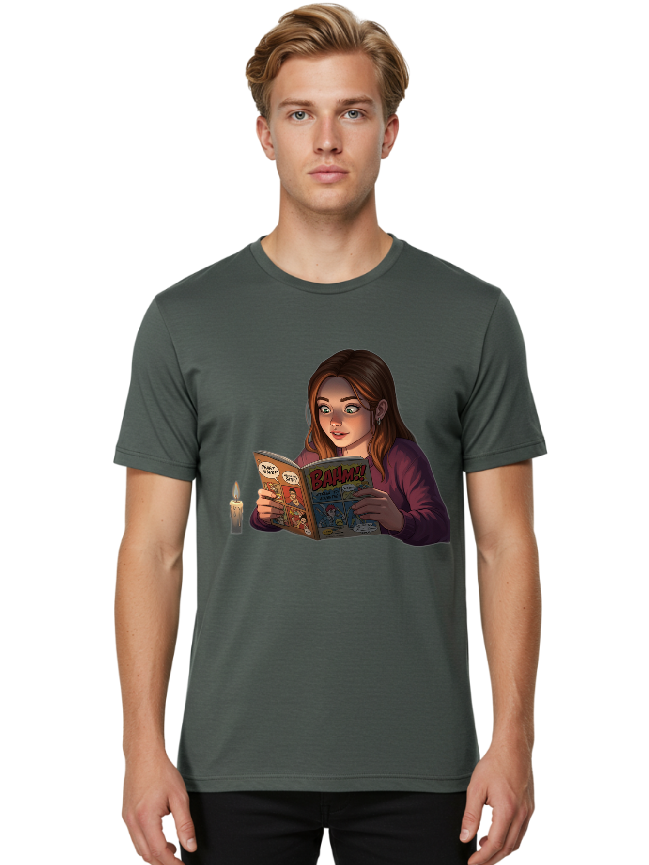 Woman-Reading-Comic Men'S Graphic Tee, 100% Cotton, Comfortable Casual Summer Wear, Machine Washable, Vintage Camera, Old Camera, Antique Camera, Black Camera, Classic Photography, Photography Equipment, Nostalgic Device, Film Camera, Bal631 22