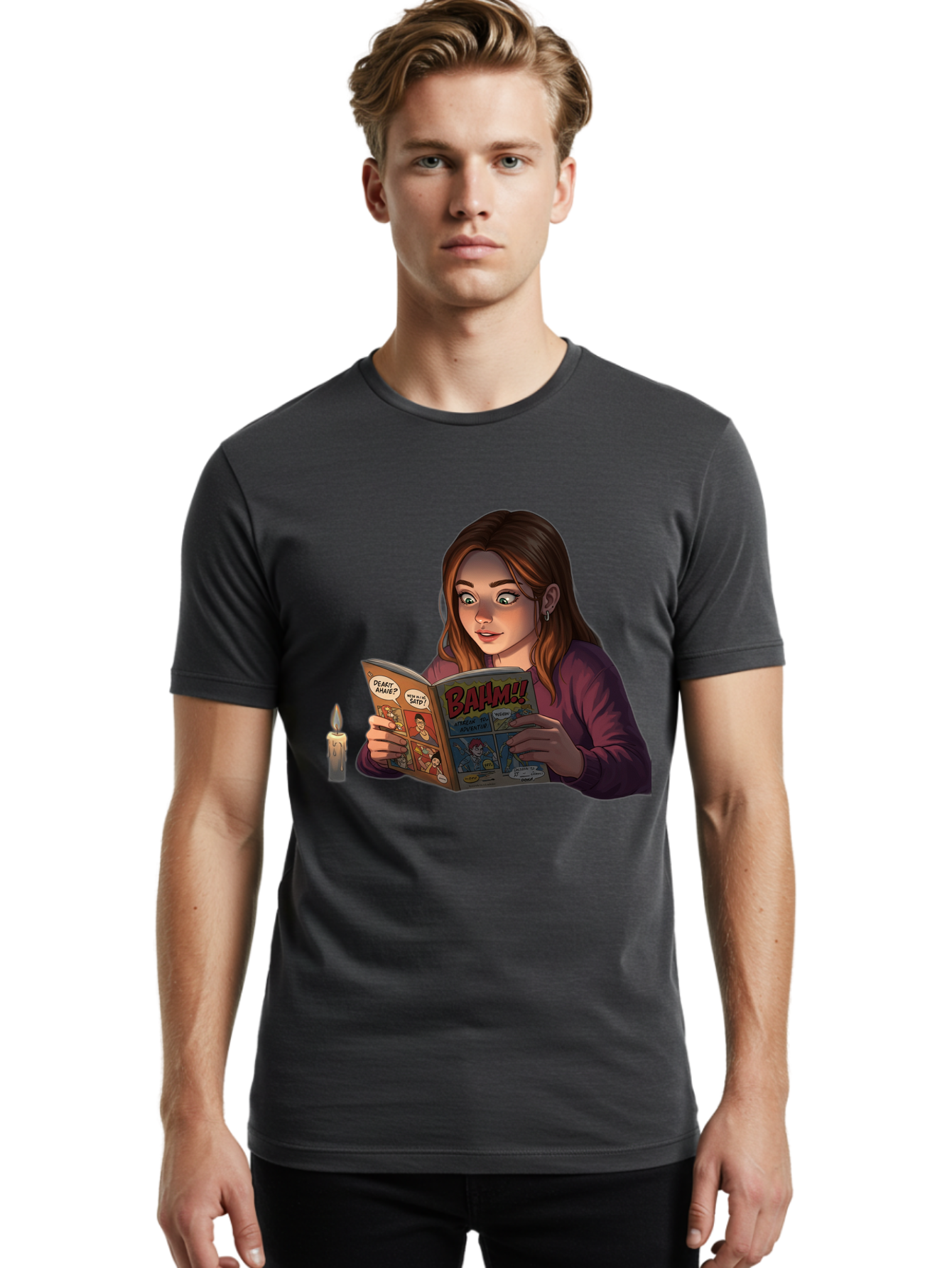 Woman-Reading-Comic Men'S Graphic Tee, 100% Cotton, Comfortable Casual Summer Wear, Machine Washable, Vintage Camera, Old Camera, Antique Camera, Black Camera, Classic Photography, Photography Equipment, Nostalgic Device, Film Camera, Bal631 18