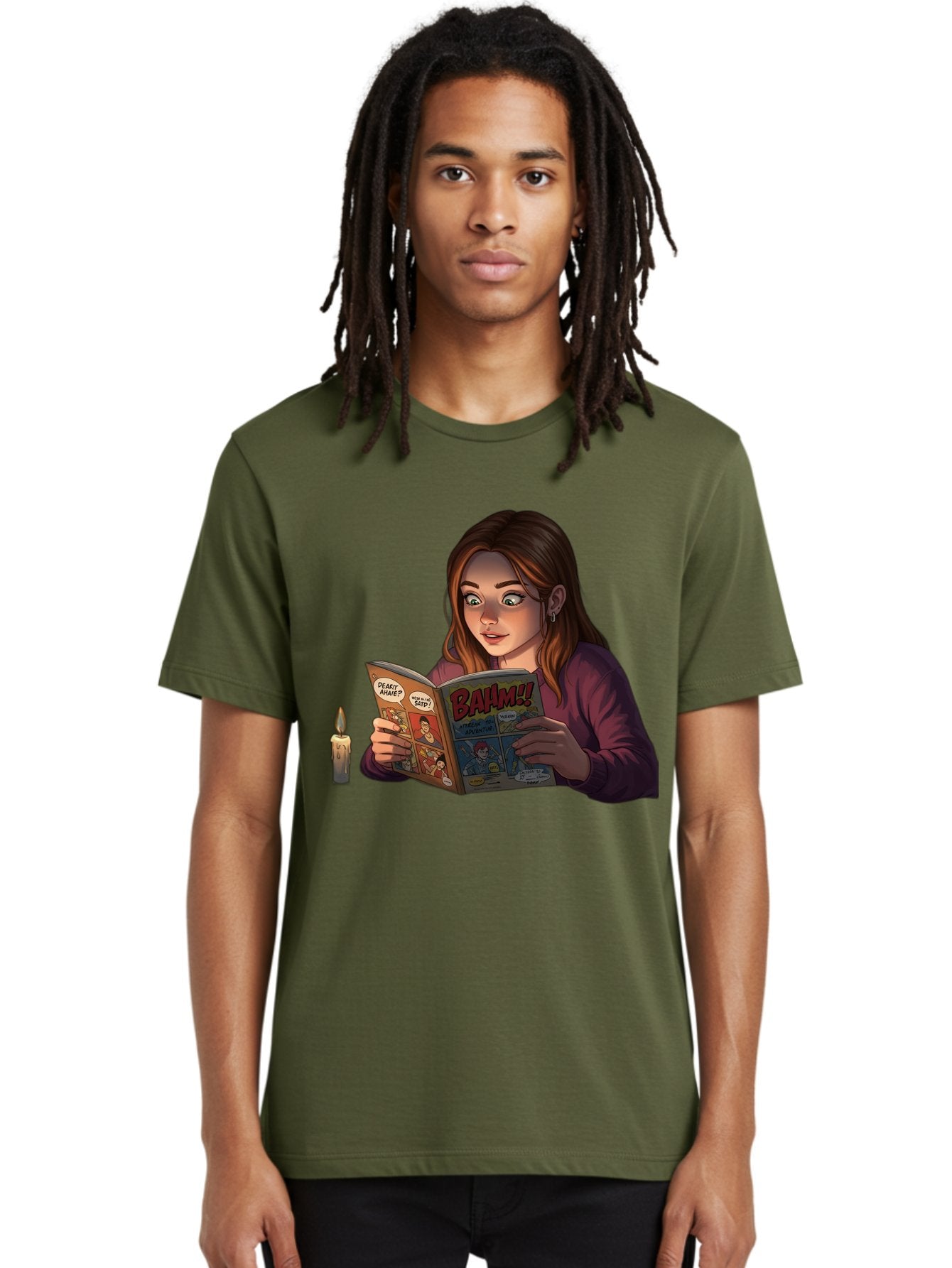 Woman-Reading-Comic Men'S Graphic Tee, 100% Cotton, Comfortable Casual Summer Wear, Machine Washable, Vintage Camera, Old Camera, Antique Camera, Black Camera, Classic Photography, Photography Equipment, Nostalgic Device, Film Camera, Bal631 21