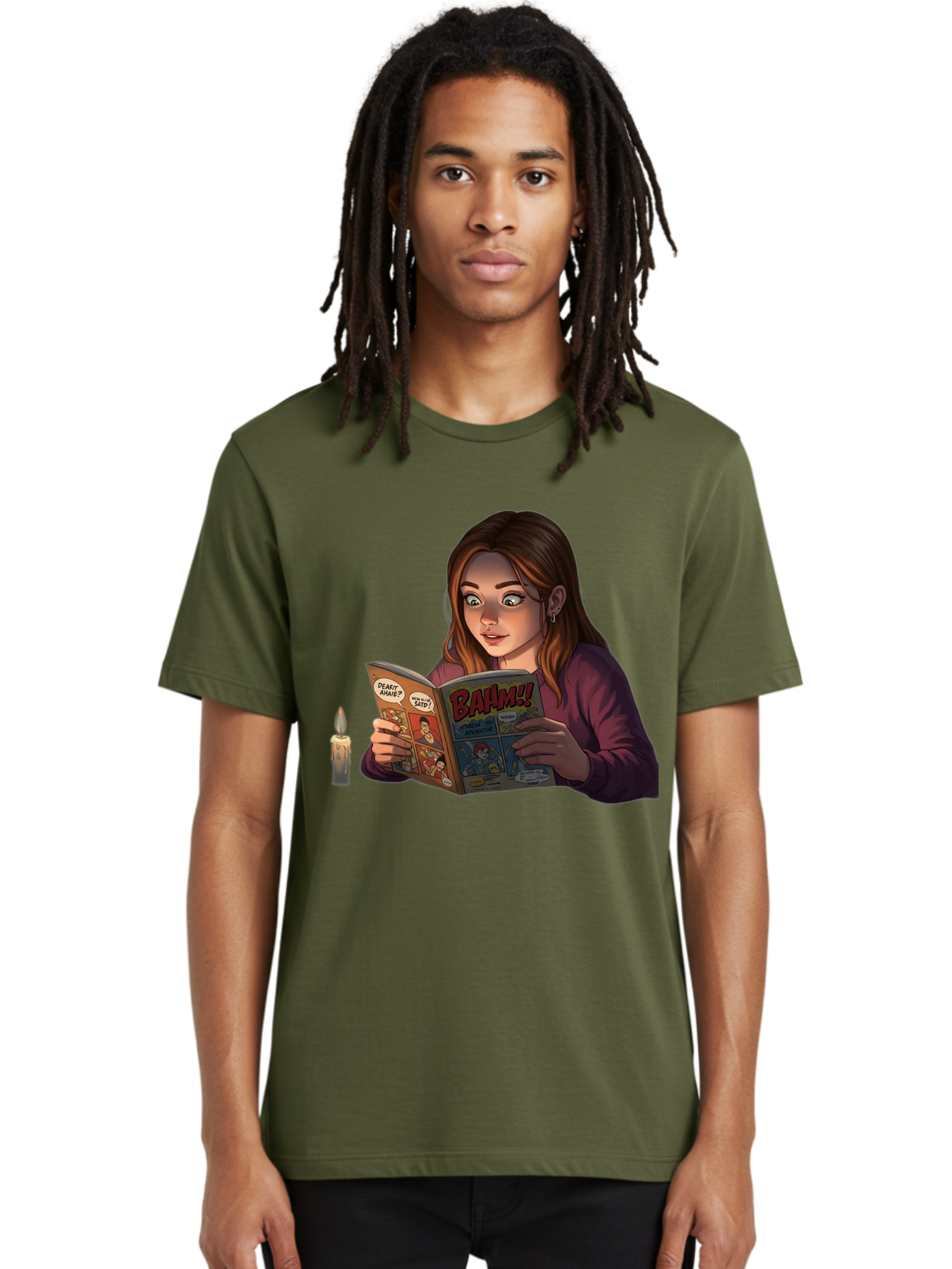 Woman-Reading-Comic Men'S Graphic Tee, 100% Cotton, Comfortable Casual Summer Wear, Machine Washable, Vintage Camera, Old Camera, Antique Camera, Black Camera, Classic Photography, Photography Equipment, Nostalgic Device, Film Camera, Bal631 25