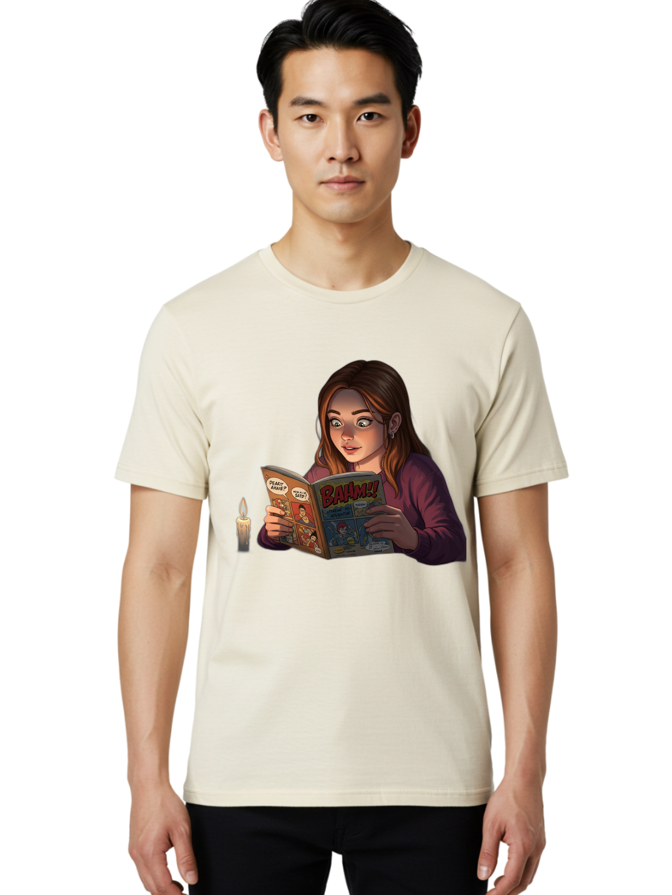 Woman-Reading-Comic Men'S Graphic Tee, 100% Cotton, Comfortable Casual Summer Wear, Machine Washable, Vintage Camera, Old Camera, Antique Camera, Black Camera, Classic Photography, Photography Equipment, Nostalgic Device, Film Camera, Bal631 21