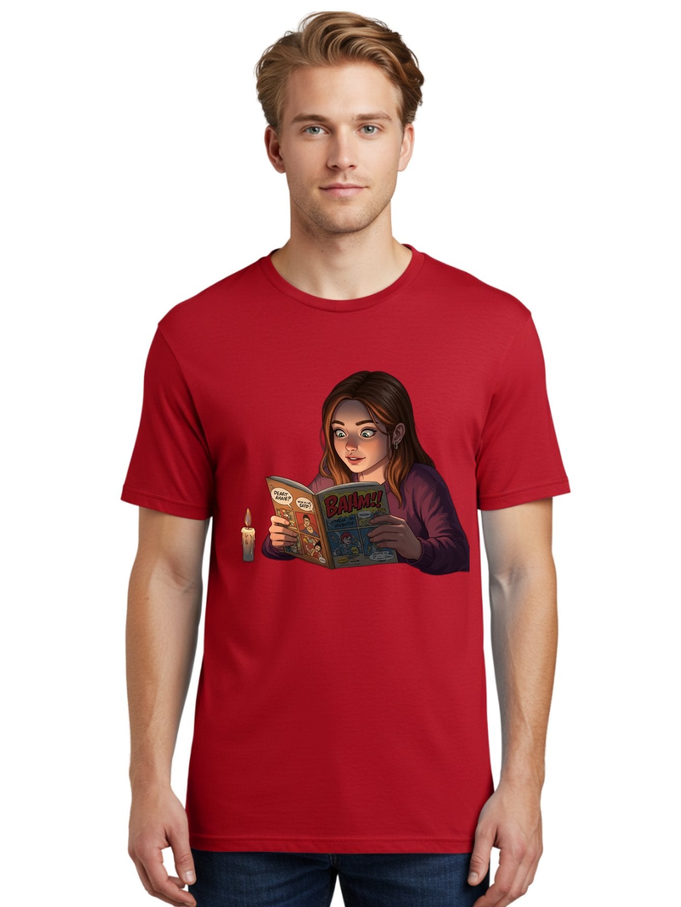 Woman-Reading-Comic Men'S Graphic Tee, 100% Cotton, Comfortable Casual Summer Wear, Machine Washable, Vintage Camera, Old Camera, Antique Camera, Black Camera, Classic Photography, Photography Equipment, Nostalgic Device, Film Camera, Bal631 29