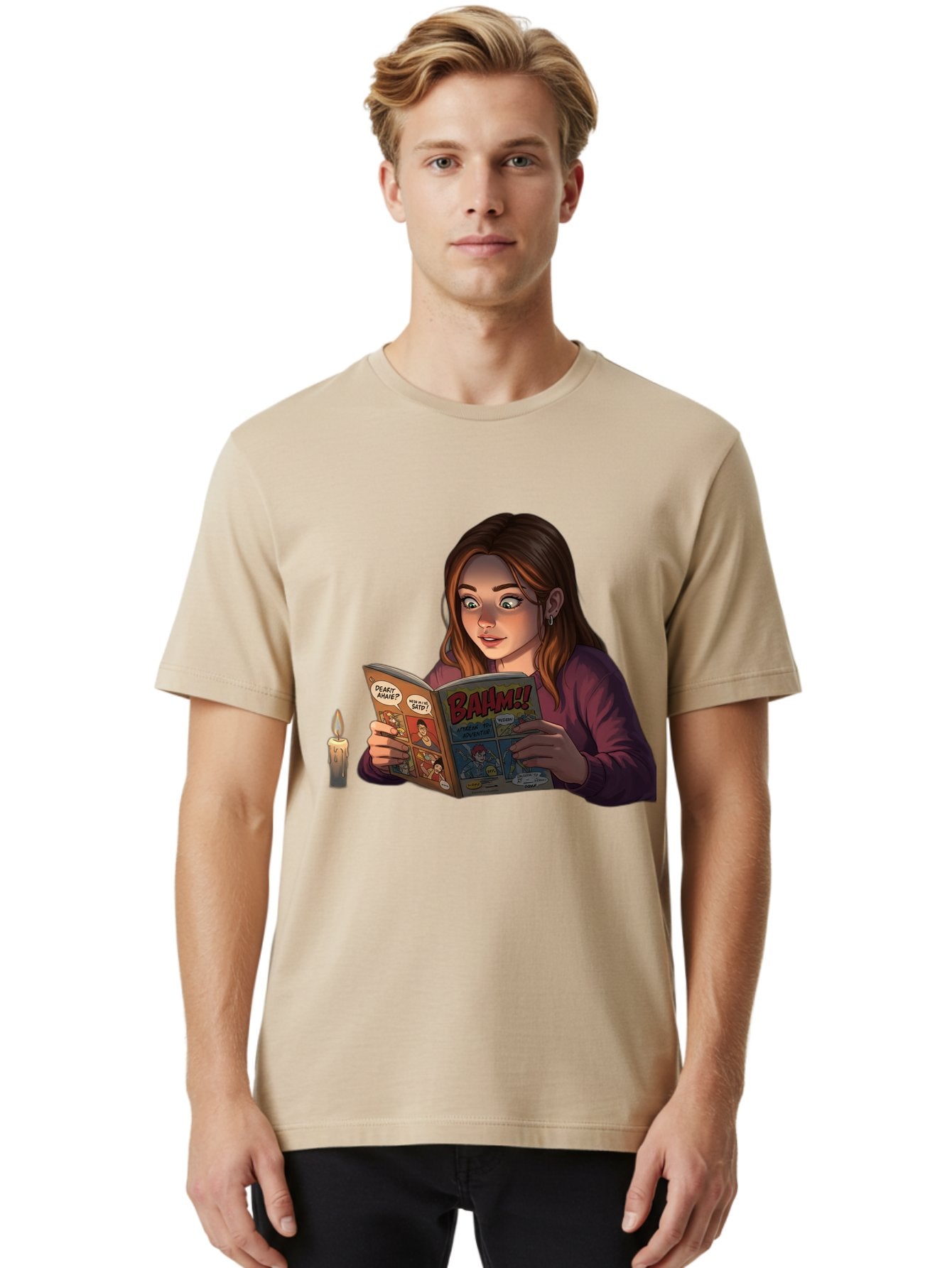 Woman-Reading-Comic Men'S Graphic Tee, 100% Cotton, Comfortable Casual Summer Wear, Machine Washable, Vintage Camera, Old Camera, Antique Camera, Black Camera, Classic Photography, Photography Equipment, Nostalgic Device, Film Camera, Bal631 18