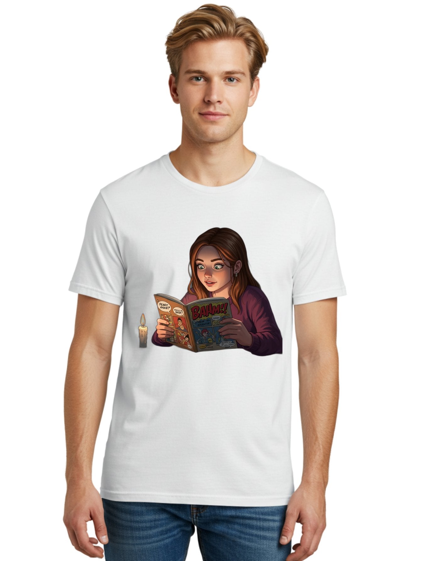 Woman-Reading-Comic Men'S Graphic Tee, 100% Cotton, Comfortable Casual Summer Wear, Machine Washable, Vintage Camera, Old Camera, Antique Camera, Black Camera, Classic Photography, Photography Equipment, Nostalgic Device, Film Camera, Bal631 20