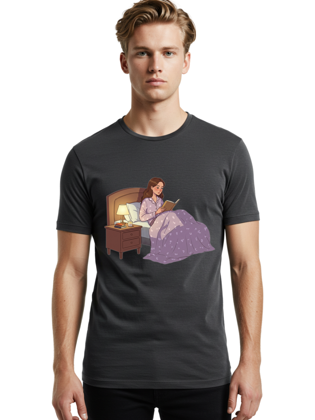 Woman-Reading-In-Bed Men'S Graphic Tee, 100% Cotton, Comfortable Casual Summer Wear, Machine Washable, Vintage Camera, Old Camera, Antique Camera, Black Camera, Classic Photography, Photography Equipment, Nostalgic Device, Film Camera, Bal632 21