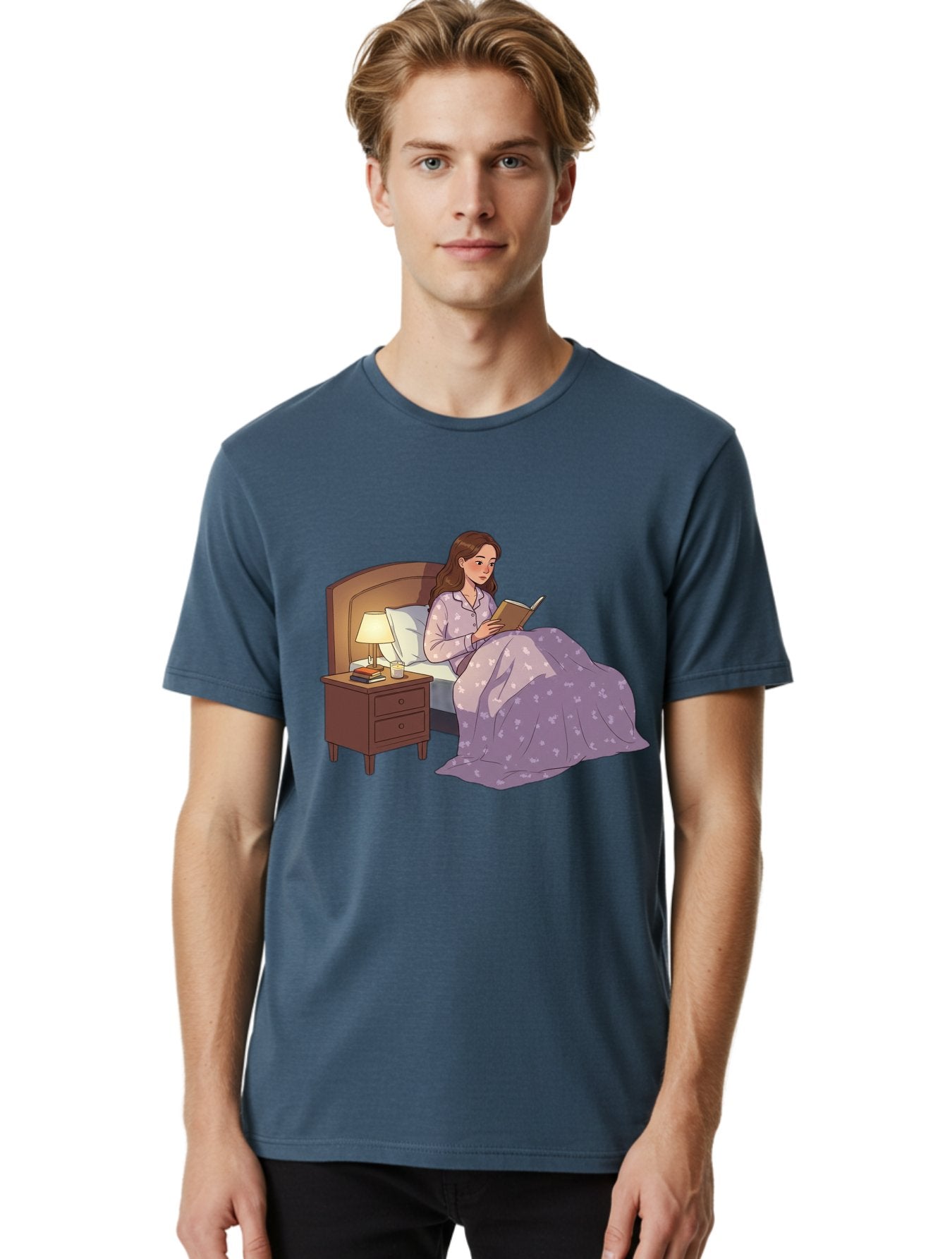 Woman-Reading-In-Bed Men'S Graphic Tee, 100% Cotton, Comfortable Casual Summer Wear, Machine Washable, Vintage Camera, Old Camera, Antique Camera, Black Camera, Classic Photography, Photography Equipment, Nostalgic Device, Film Camera, Bal632 29