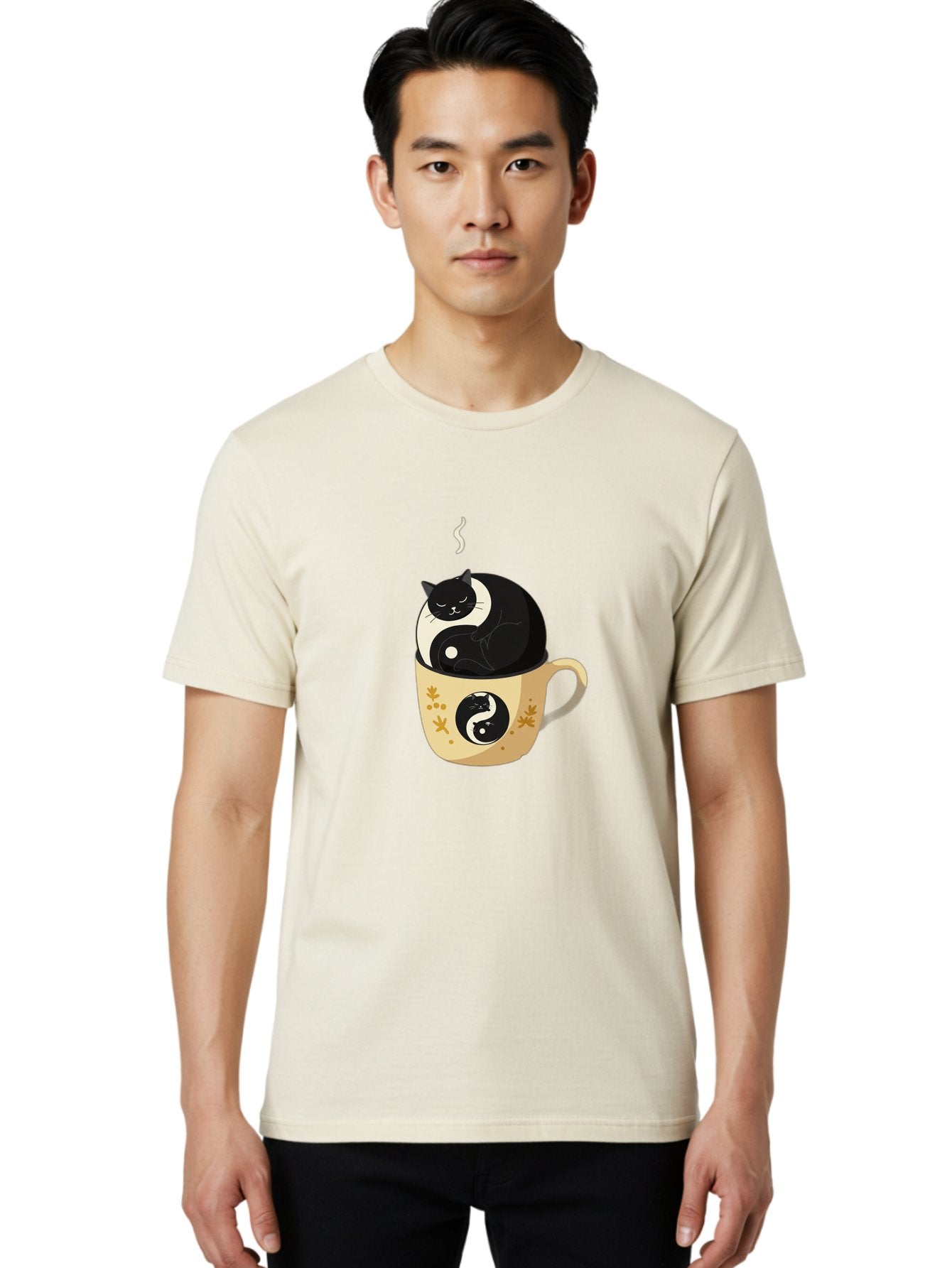 Yin-Yang-Cat Men'S Graphic Tee, 100% Cotton, Comfortable Casual Summer Wear, Machine Washable, Vintage Camera, Old Camera, Antique Camera, Black Camera, Classic Photography, Photography Equipment, Nostalgic Device, Film Camera, Camera Art Bal645 23