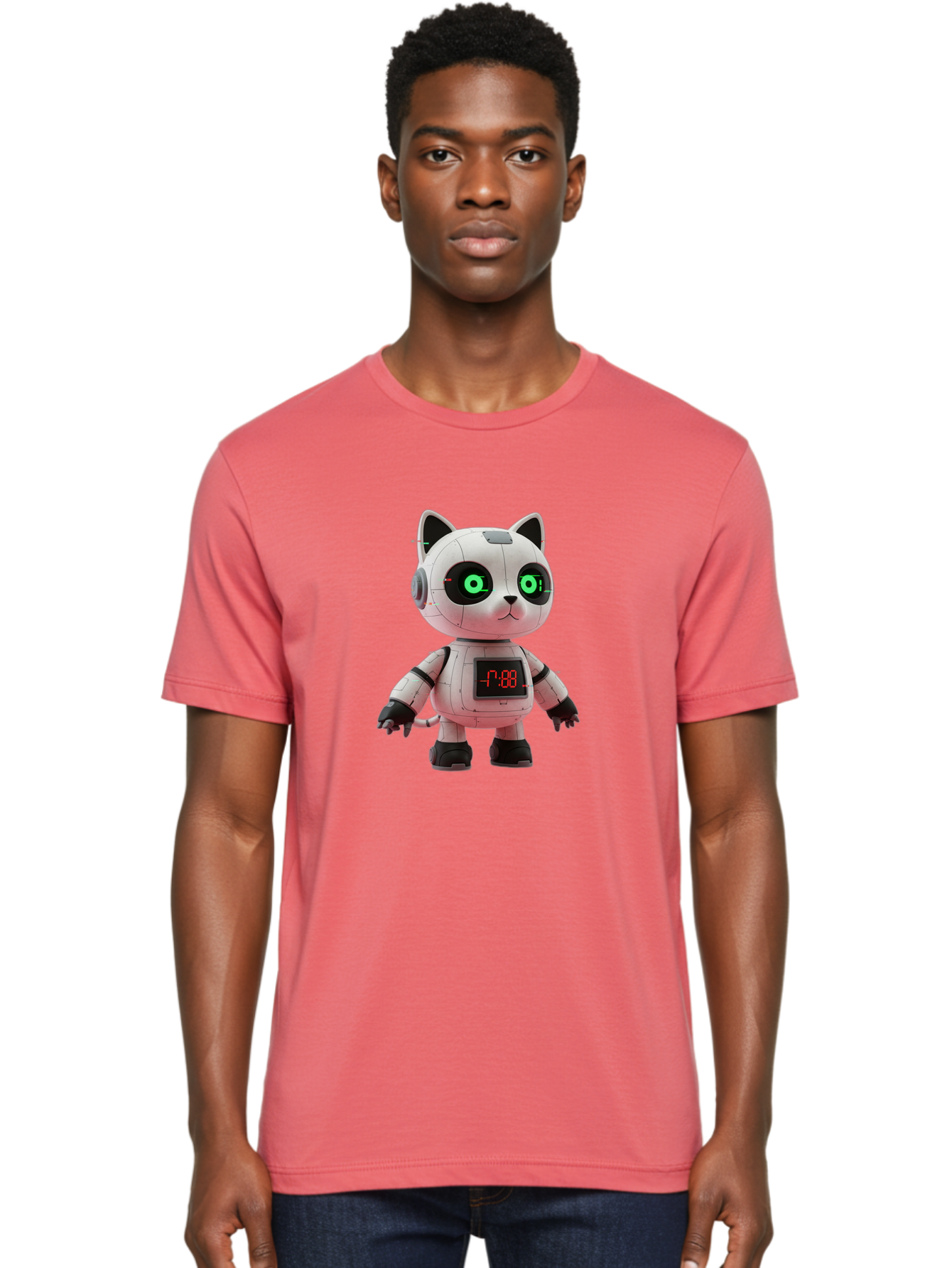 7-88-Robot-Cat Men'S Graphic Tee, 100% Cotton, Comfortable Casual Summer Wear, Machine Washable, Vintage Camera, Old Camera, Antique Camera, Black Camera, Classic Photography, Photography Equipment, Nostalgic Device, Film Camera, Camera Art Bal651 17