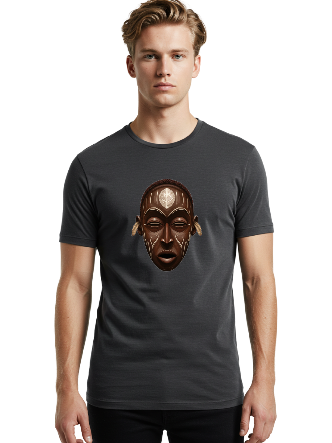 African-Mask-2 Men'S Graphic Tee, 100% Cotton, Comfortable Casual Summer Wear, Machine Washable, Vintage Camera, Old Camera, Antique Camera, Black Camera, Classic Photography, Photography Equipment, Nostalgic Device, Film Camera, Camera Art Bal660 17