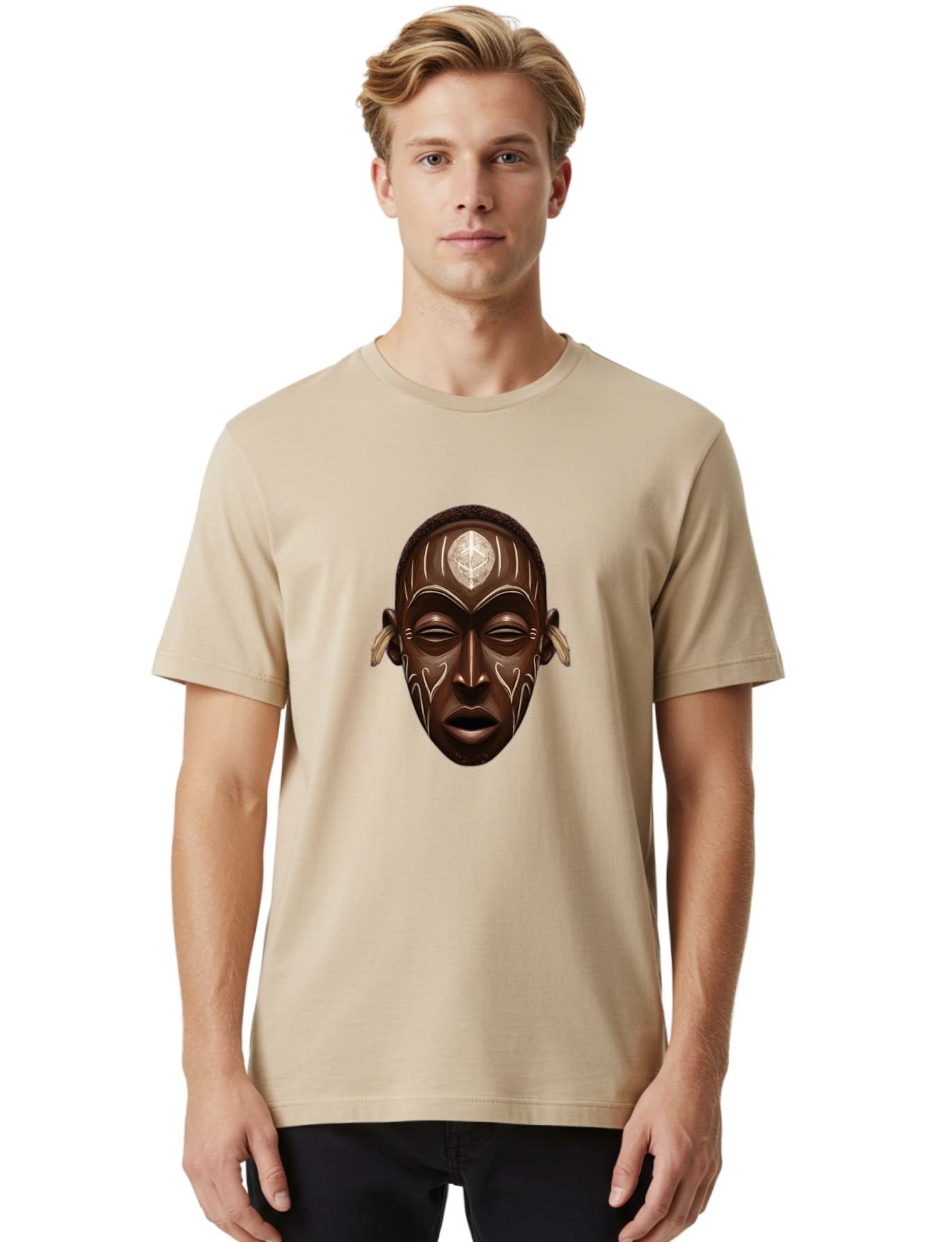 African-Mask-2 Men'S Graphic Tee, 100% Cotton, Comfortable Casual Summer Wear, Machine Washable, Vintage Camera, Old Camera, Antique Camera, Black Camera, Classic Photography, Photography Equipment, Nostalgic Device, Film Camera, Camera Art Bal660 18