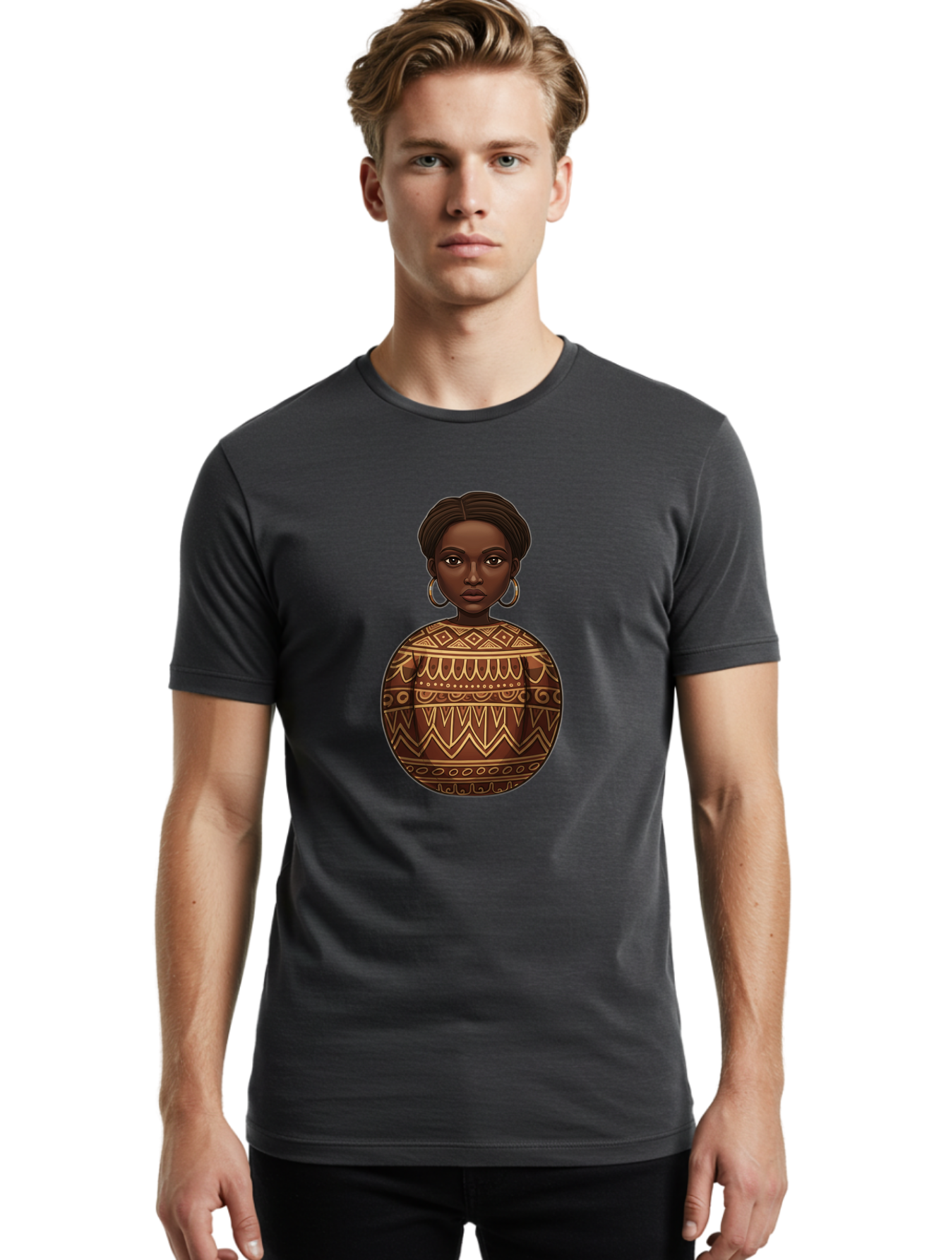 African-Woman-1 Men'S Graphic Tee, 100% Cotton, Comfortable Casual Summer Wear, Machine Washable, Vintage Camera, Old Camera, Antique Camera, Black Camera, Classic Photography, Photography Equipment, Nostalgic Device, Film Camera, Camera Art Bal666 30