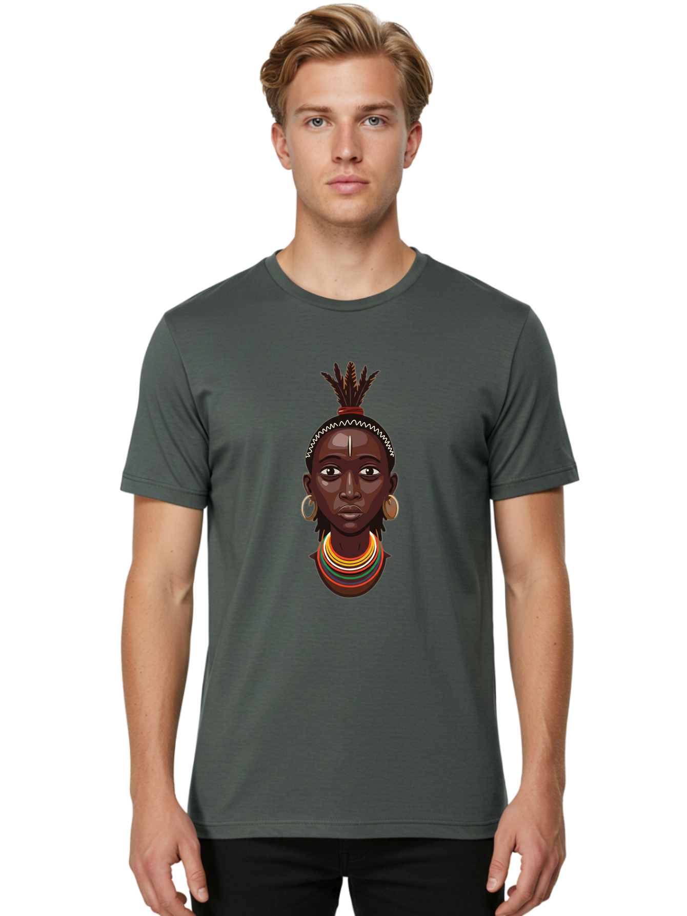 African-Woman-Portrait Men'S Graphic Tee, 100% Cotton, Comfortable Casual Summer Wear, Machine Washable, Vintage Camera, Old Camera, Antique Camera, Black Camera, Classic Photography, Photography Equipment, Nostalgic Device, Film Camera, Bal667 26