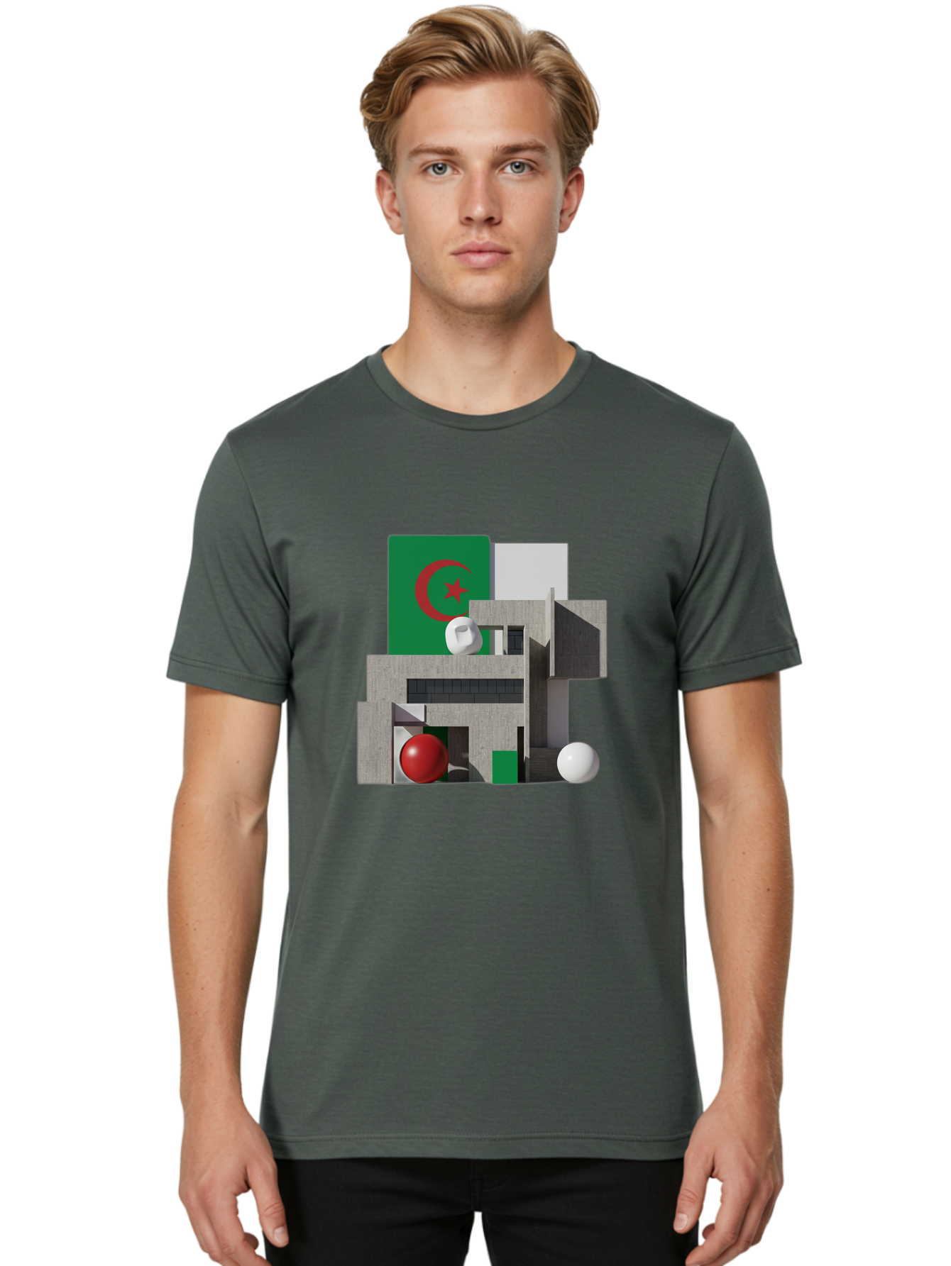 Algeria-Flag-3D-Blocks Men'S Graphic Tee, 100% Cotton, Comfortable Casual Summer Wear, Machine Washable, Vintage Camera, Old Camera, Antique Camera, Black Camera, Classic Photography, Photography Equipment, Nostalgic Device, Film Camera, Bal678 24