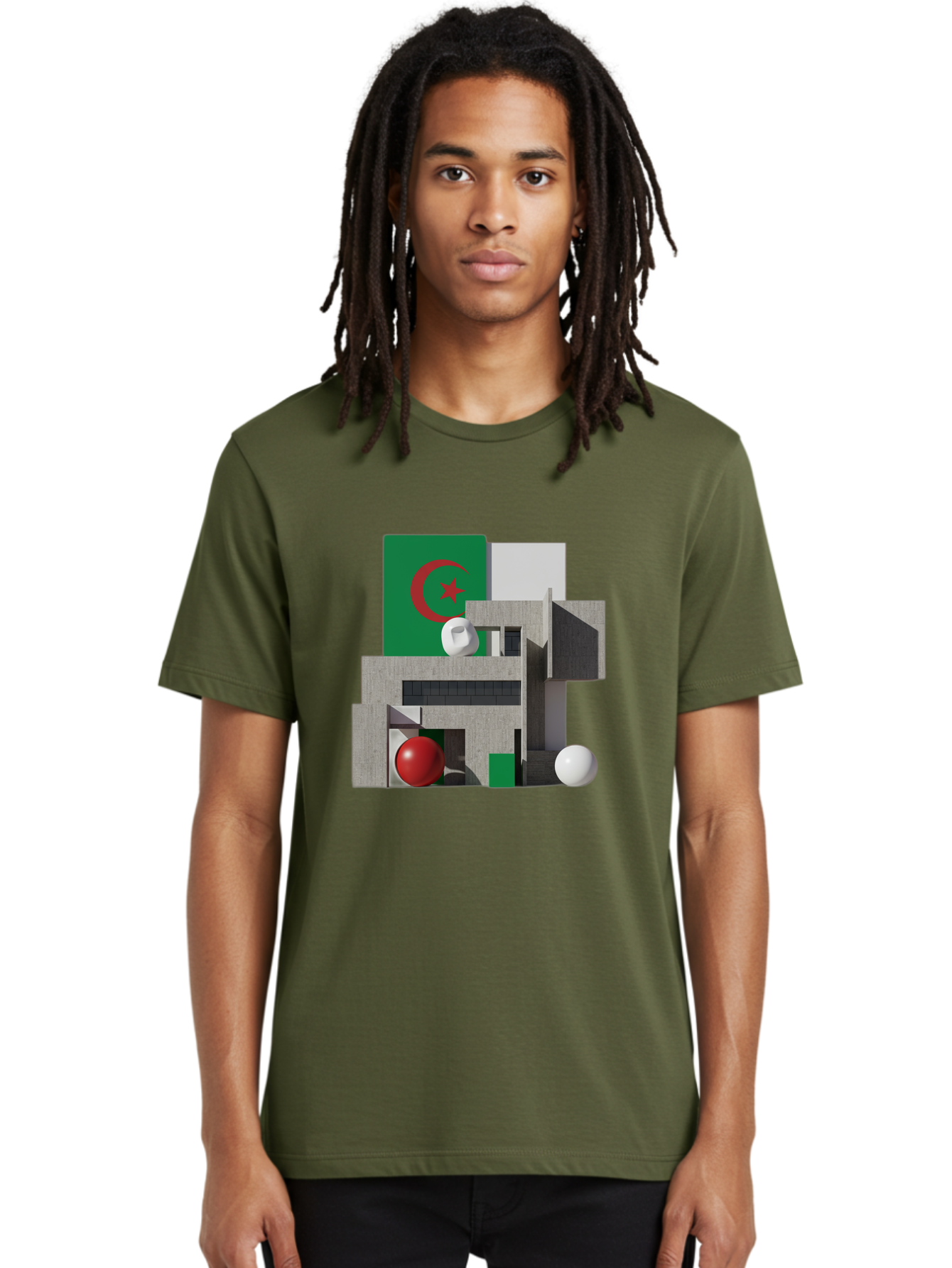 Algeria-Flag-3D-Blocks Men'S Graphic Tee, 100% Cotton, Comfortable Casual Summer Wear, Machine Washable, Vintage Camera, Old Camera, Antique Camera, Black Camera, Classic Photography, Photography Equipment, Nostalgic Device, Film Camera, Bal678 25