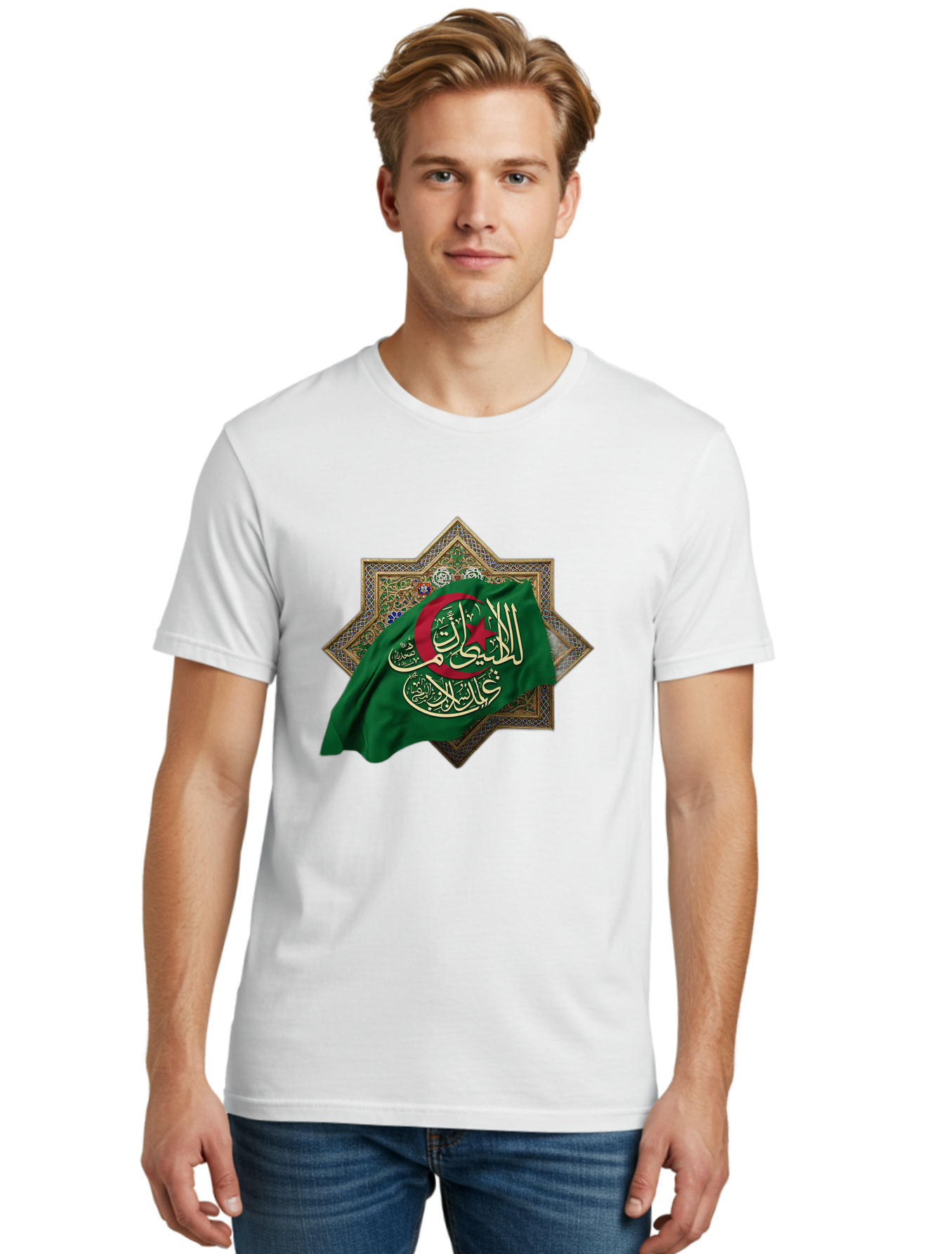 Algerian-Flag-With-Arabic-Calligraphy Men'S Graphic Tee, 100% Cotton, Comfortable Casual Summer Wear, Machine Washable, Vintage Camera, Old Camera, Antique Camera, Black Camera, Classic Photography, Photography Equipment, Nostalgic Device, Bal683 27