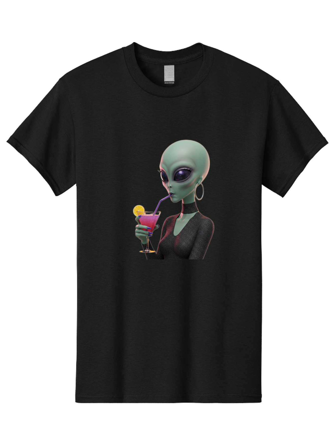 Alien-Drinking-Cocktail Men'S Graphic Tee, 100% Cotton, Comfortable Casual Summer Wear, Machine Washable, Vintage Camera, Old Camera, Antique Camera, Black Camera, Classic Photography, Photography Equipment, Nostalgic Device, Film Camera, Bal685