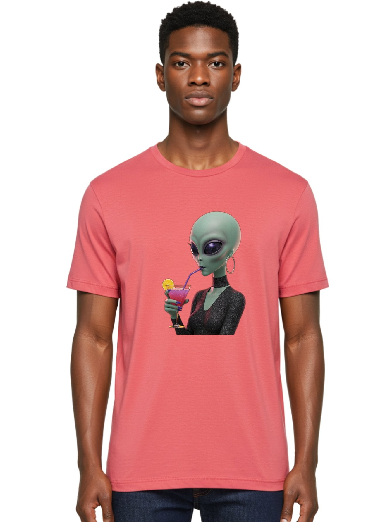 Alien-Drinking-Cocktail Men'S Graphic Tee, 100% Cotton, Comfortable Casual Summer Wear, Machine Washable, Vintage Camera, Old Camera, Antique Camera, Black Camera, Classic Photography, Photography Equipment, Nostalgic Device, Film Camera, Bal685 26