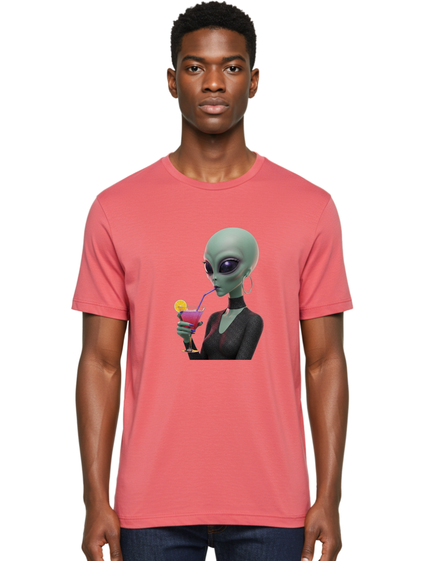 Alien-Drinking-Cocktail Men'S Graphic Tee, 100% Cotton, Comfortable Casual Summer Wear, Machine Washable, Vintage Camera, Old Camera, Antique Camera, Black Camera, Classic Photography, Photography Equipment, Nostalgic Device, Film Camera, Bal685 20