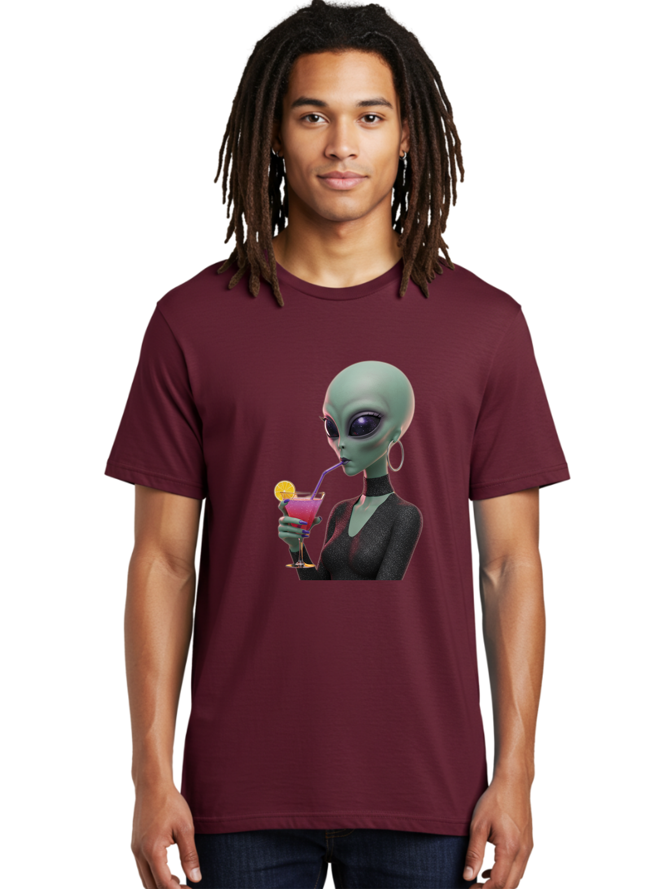 Alien-Drinking-Cocktail Men'S Graphic Tee, 100% Cotton, Comfortable Casual Summer Wear, Machine Washable, Vintage Camera, Old Camera, Antique Camera, Black Camera, Classic Photography, Photography Equipment, Nostalgic Device, Film Camera, Bal685 24
